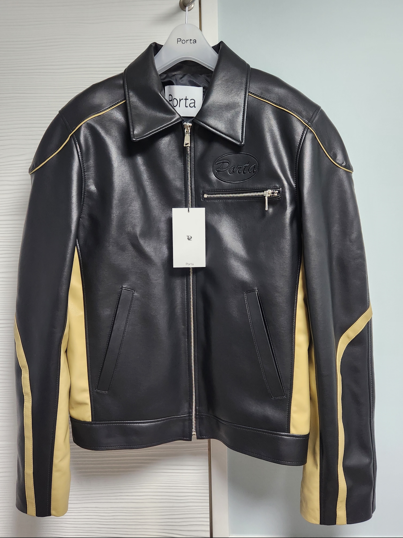 Porta Contrabass Leather Jacket Black 착용 스타일
