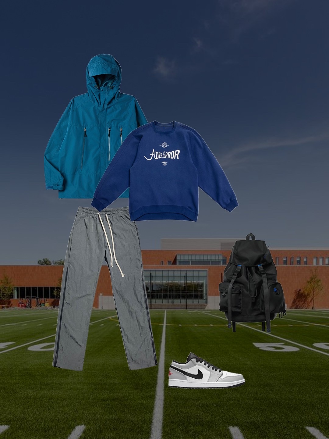 Nike x Stussy NRG Washed Fleece Crewneck Black (DO5310-010), Salomon XT-6 Beluga Pewter 착용 스타일 - 5