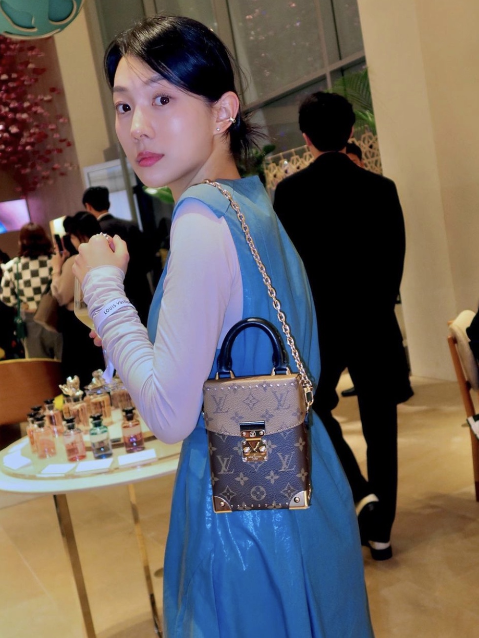 Louis Vuitton Camera Box Monogram and Monogram Reversed 착용 스타일