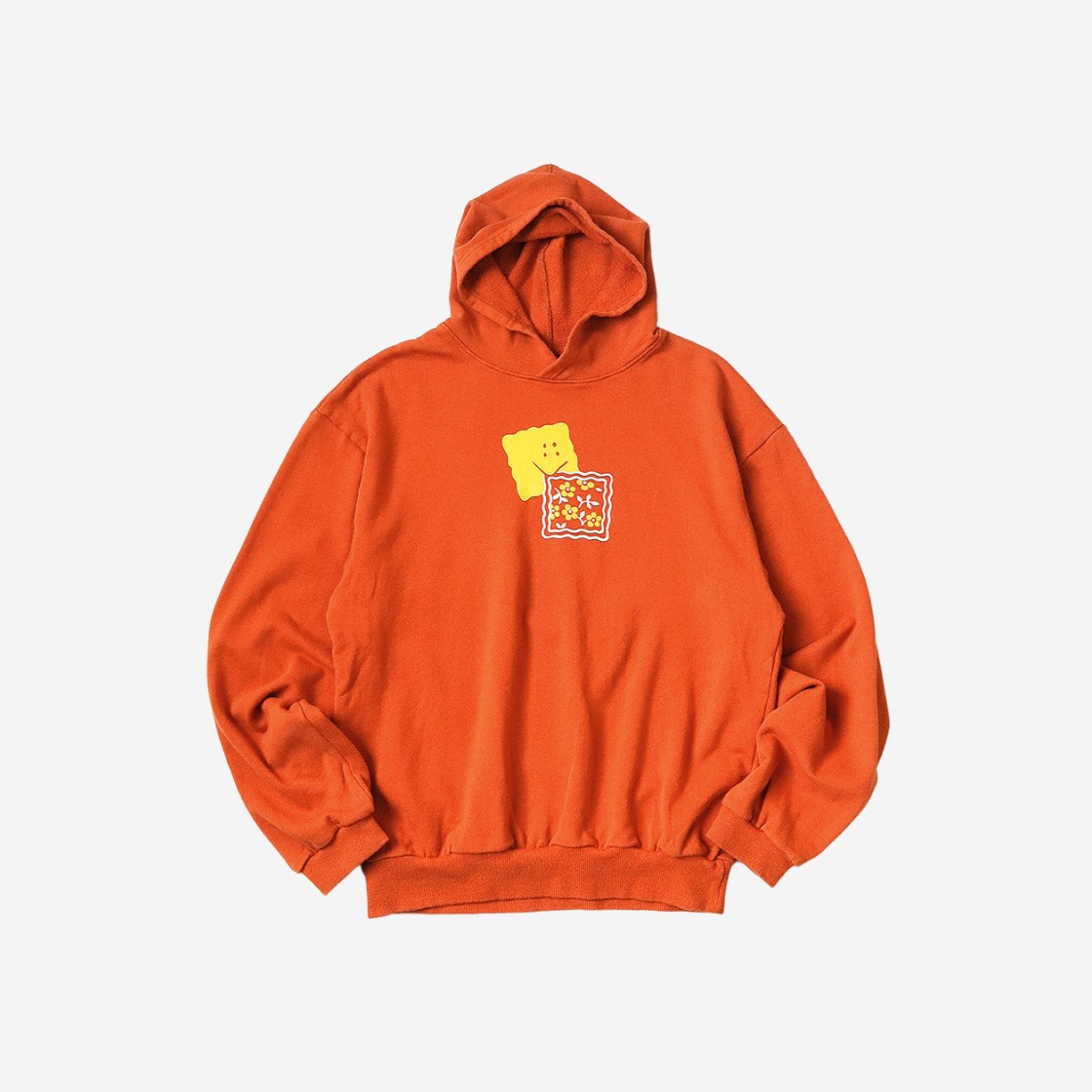 Kapital 30-Fleece Hooded Sweatshirt Peckish Rainbowy Patch Orange 상세 이미지 1