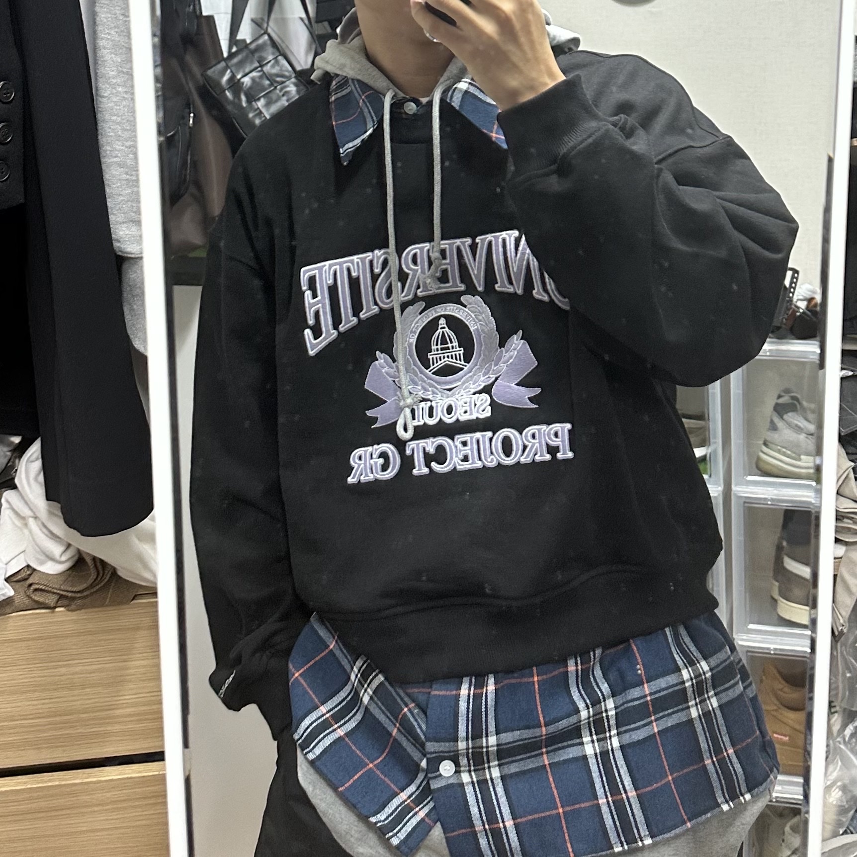 Project G/R 3 Layered Top Black 착용 스타일 - 2
