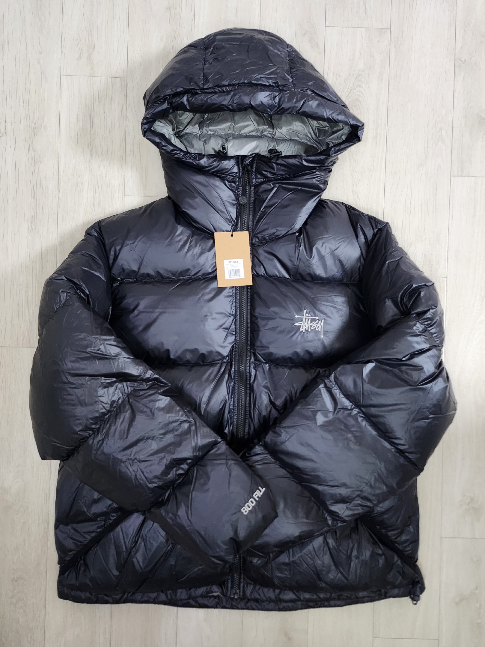 Stussy Down Parka Micro Ripstop Phantom Black 착용 스타일 - 1