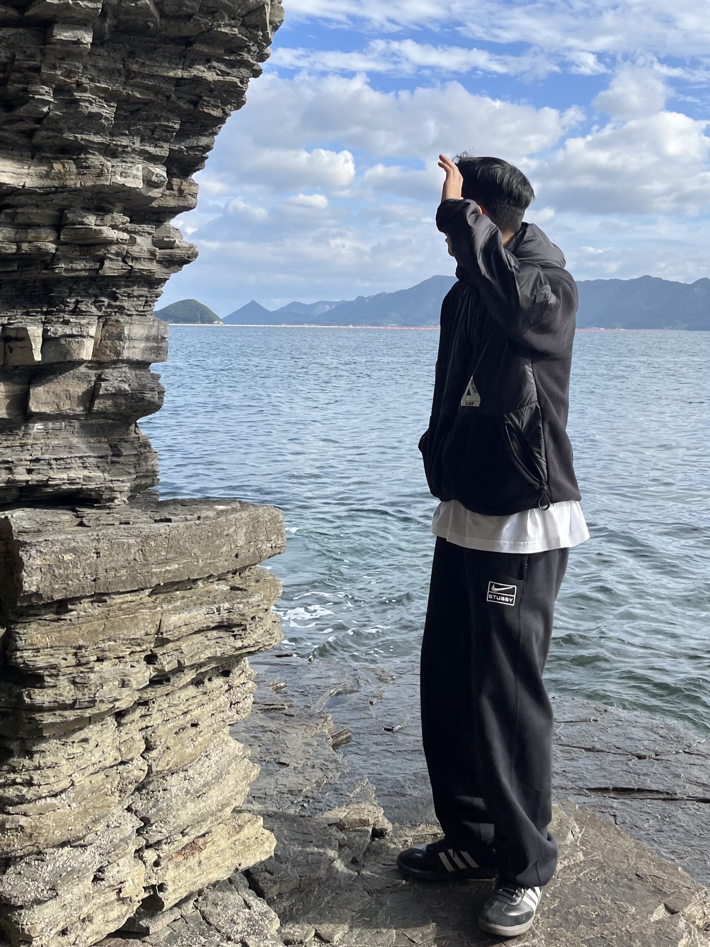 Palace Therma Hooded Fleece Jacket Black - 22FW, Nike x Stussy NRG Washed Fleece Pants Black (DO5296-010) 착용 스타일