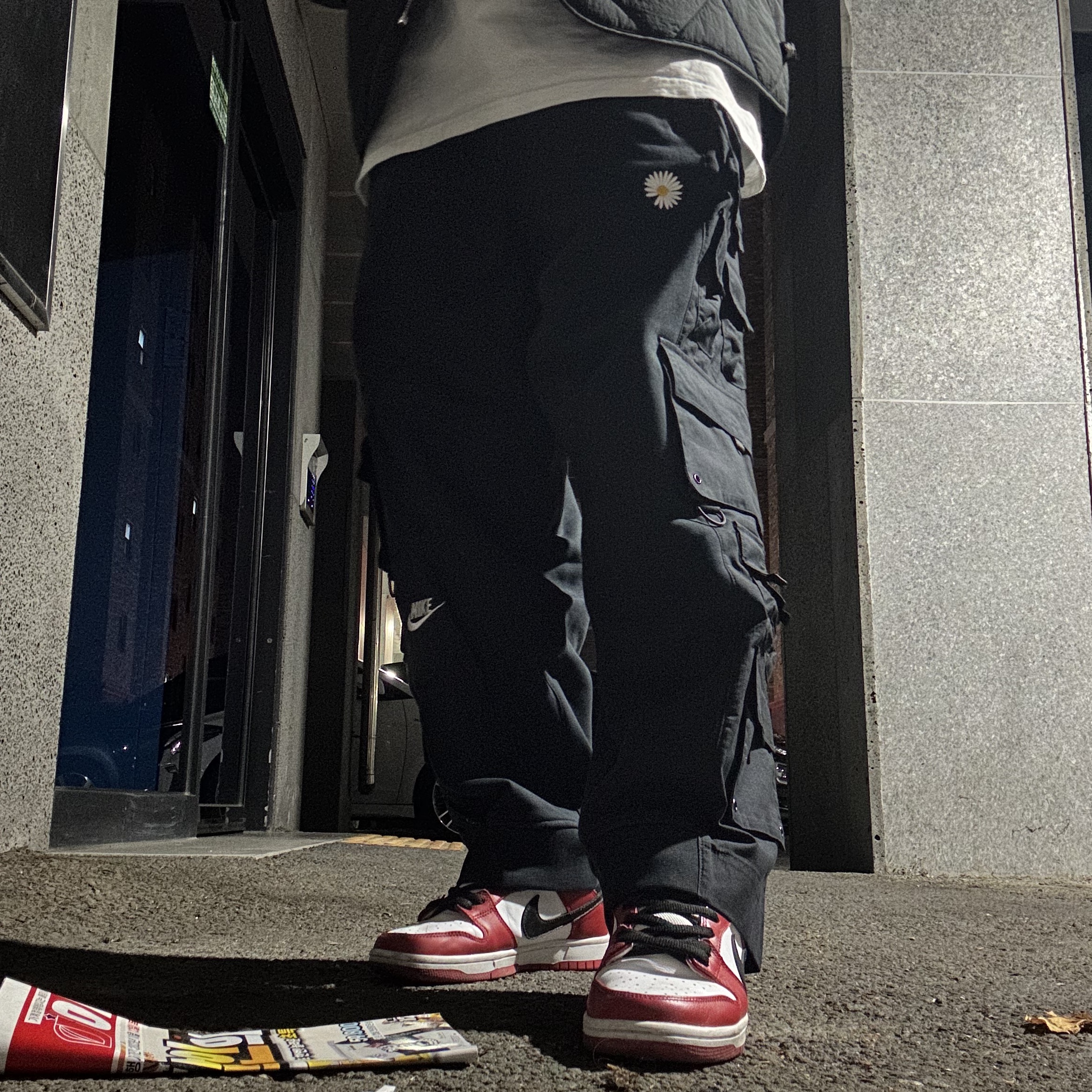 Nike x Peaceminusone Wide Pants Black (DR0096-010), Stussy Dice Quilted Liner Jacket Black 착용 스타일