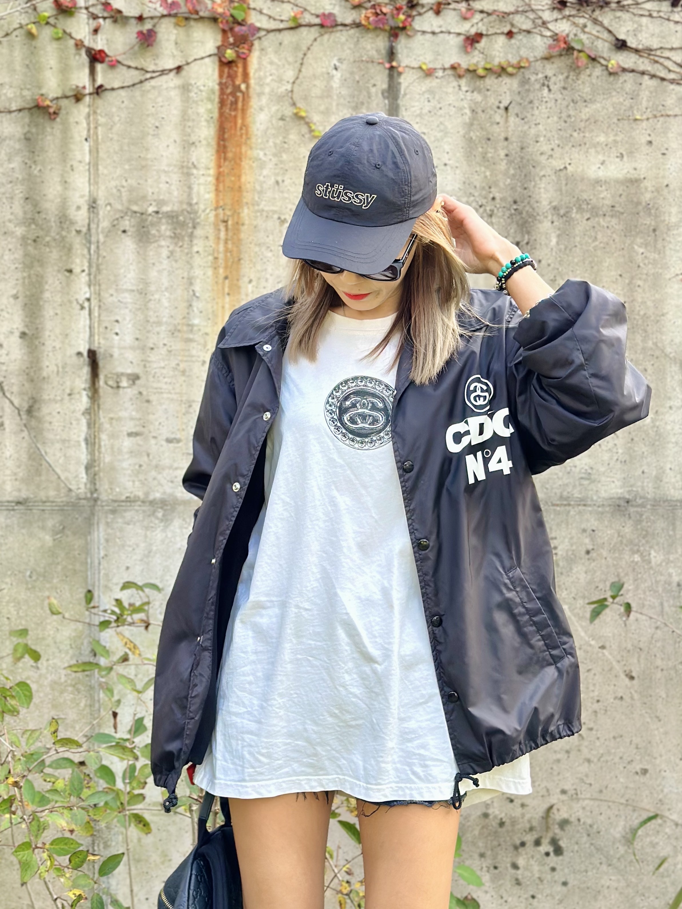 Nike x Sacai VaporWaffle Black White, CDG x Stussy Coach Jacket Black 착용 스타일 - 1