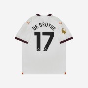 Puma Manchester City 2023/24 Away Jersey Puma White Aubergine Kevin De Bruyne (Premier League Full Marking Ver.)