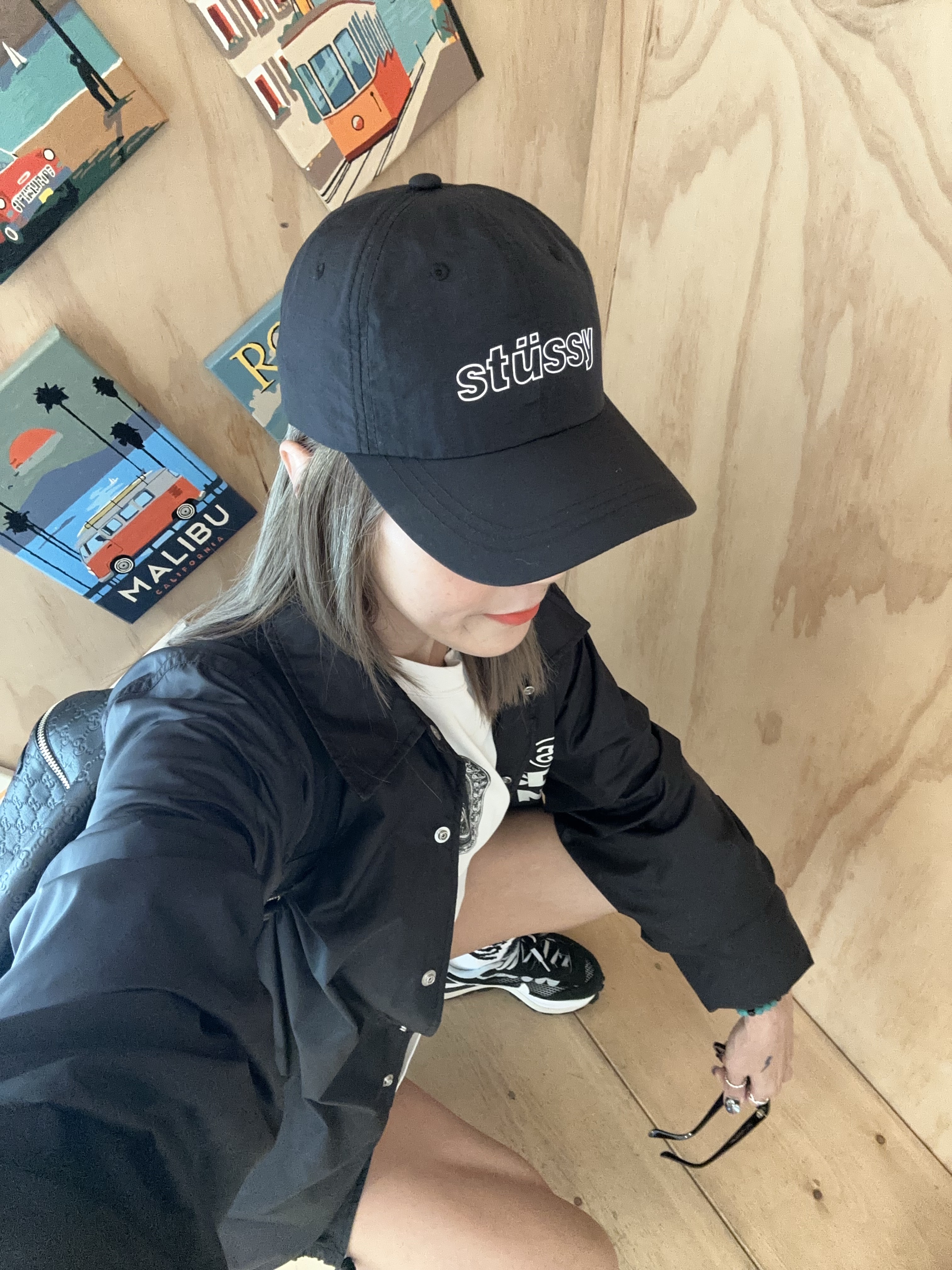 Nike x Sacai VaporWaffle Black White, CDG x Stussy Coach Jacket Black 착용 스타일 - 2