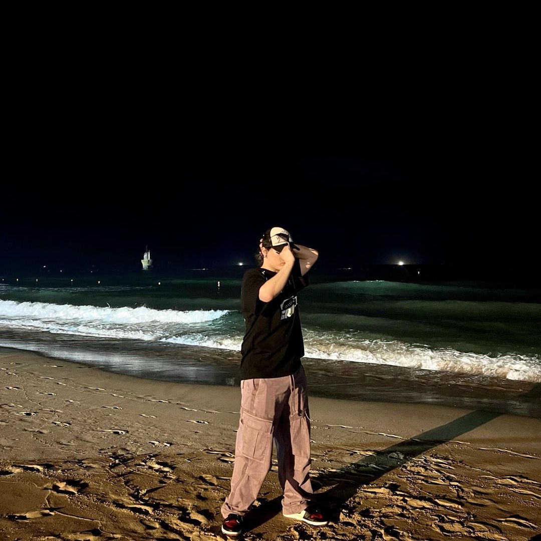 Icyto Strap Cargo Pants Light Purple, Icyto Strap Cargo Pants Dark Beige 착용 스타일 - 1