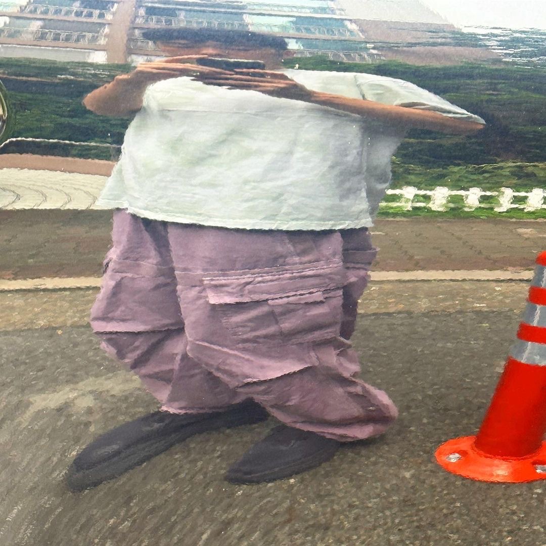 Icyto Strap Cargo Pants Light Purple, Icyto Strap Cargo Pants Dark Beige 착용 스타일 - 1