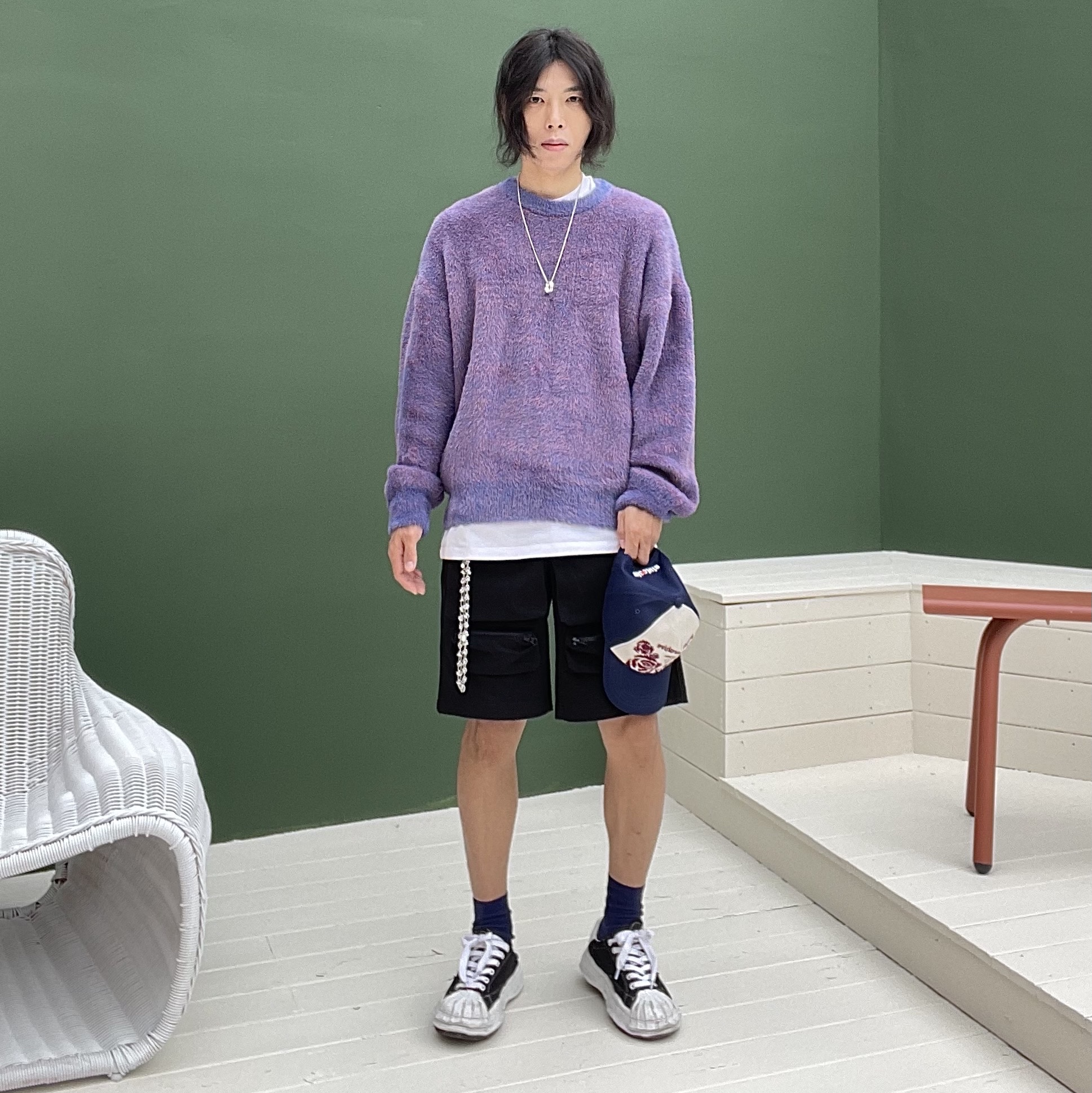 Maison Mihara Yasuhiro Blakey OG Sole Canvas Low-top Sneakers Black White, Gucci Ghost Ring Silver 6mm 착용 스타일 - 4