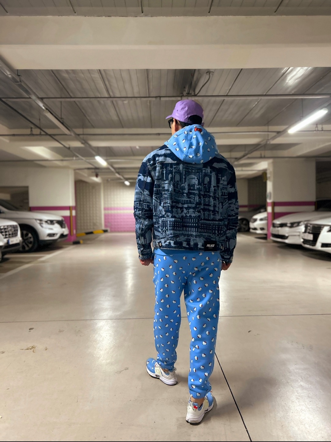 Palace Denim Jacket Mega Palace - 23FW, Supreme Leather Camp Cap Lavender - 21SS 착용 스타일 - 2