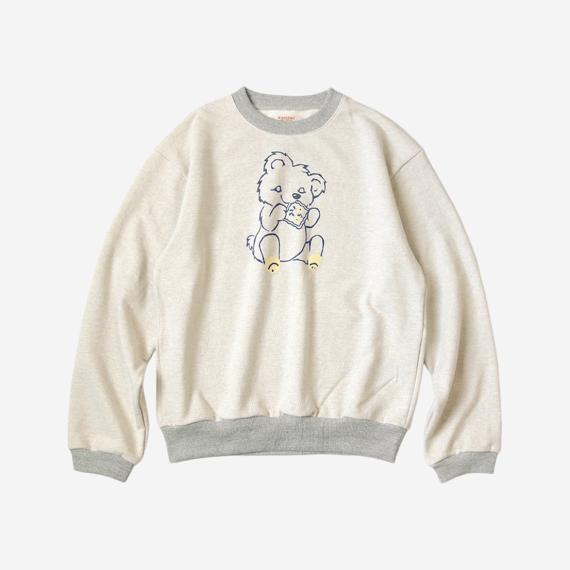 Kapital Top Fleece Crew Sweatshirt Peckish Little Bear Patch Kinari Gray 상세 이미지 1