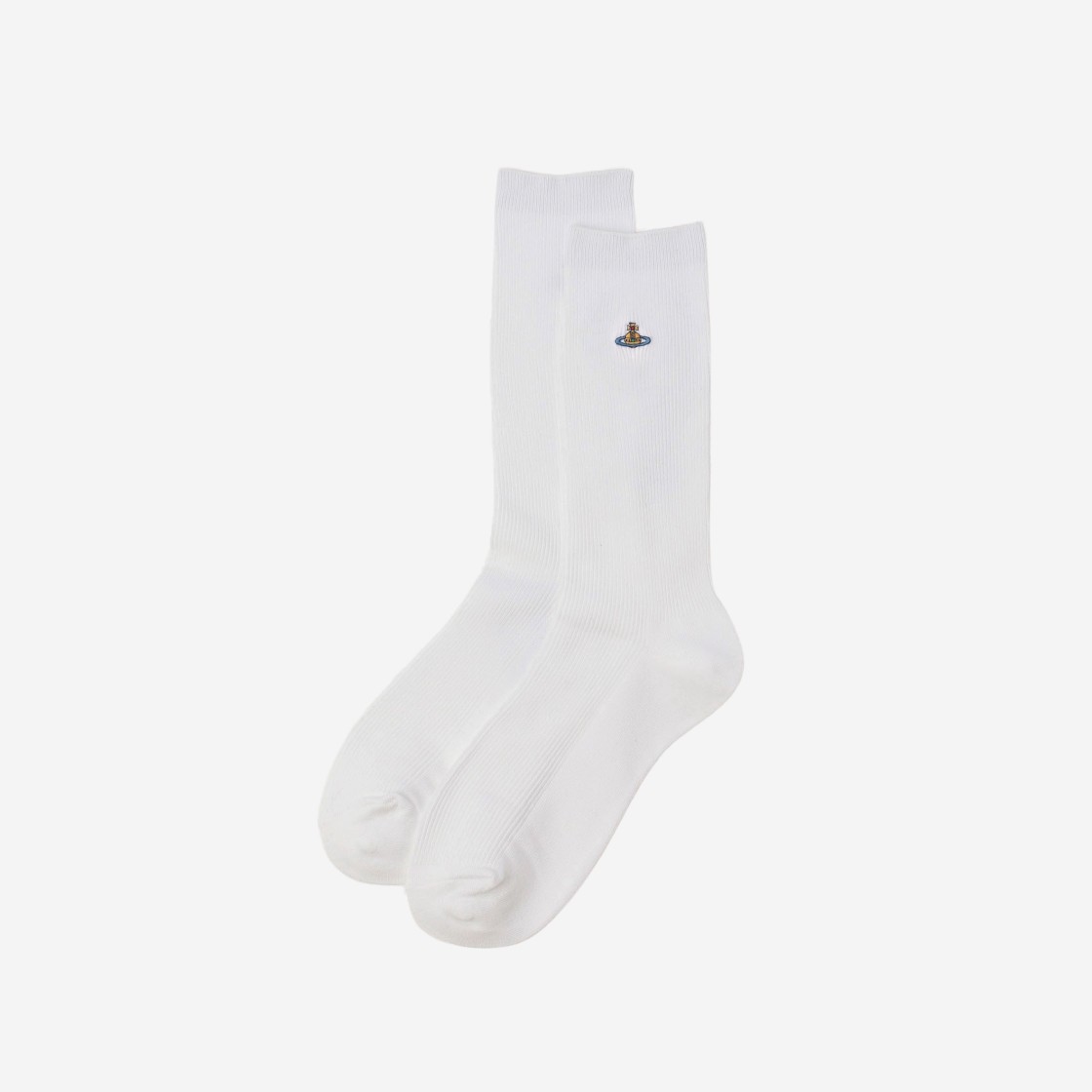 (W) Vivienne Westwood ORB School Ribbed Crew Socks White 상세 이미지 1