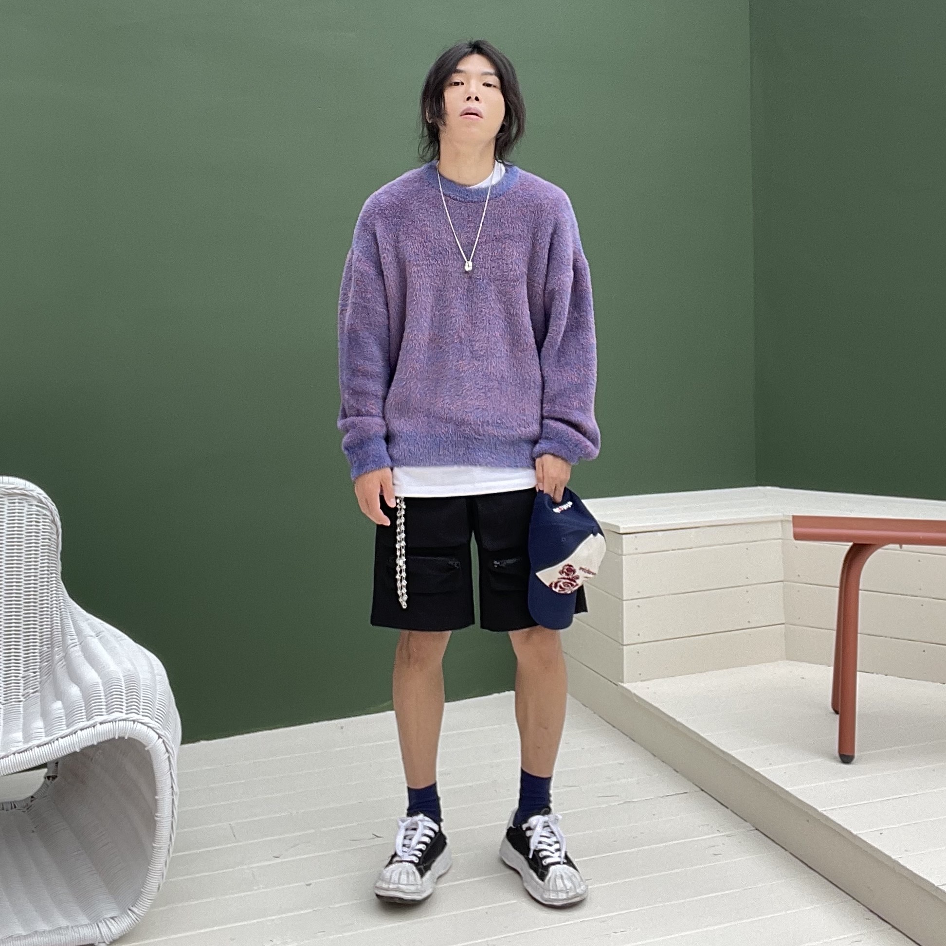 Maison Mihara Yasuhiro Blakey OG Sole Canvas Low-top Sneakers Black White, Gucci Ghost Ring Silver 6mm 착용 스타일 - 1