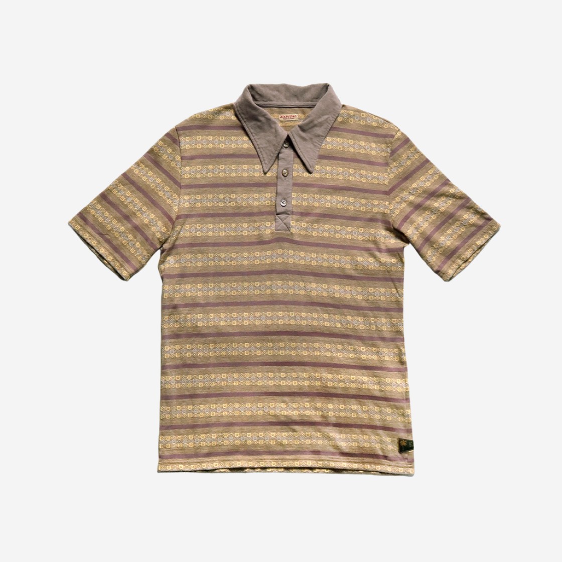 Kapital Sunrise Jacquard Border T-Shirt Daiquiri Polo Light Brown Purple 상세 이미지 1