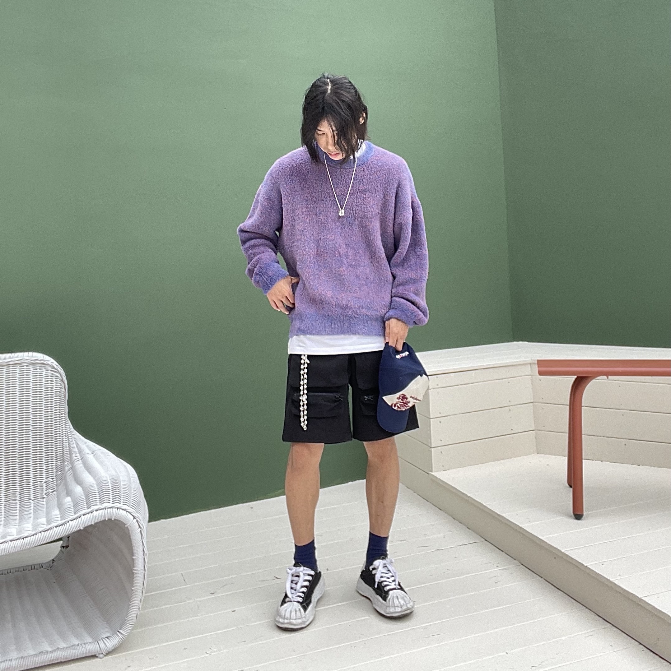 Maison Mihara Yasuhiro Blakey OG Sole Canvas Low-top Sneakers Black White, Gucci Ghost Ring Silver 6mm 착용 스타일 - 3