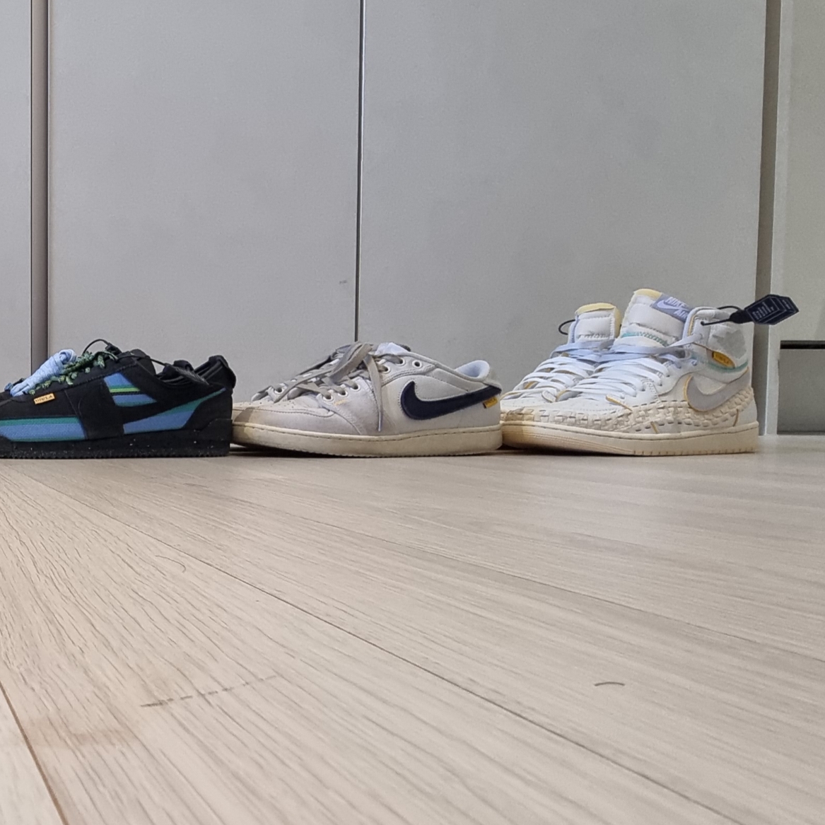 Jordan 1 x Bephies Beauty Supply x Union Retro High OG SP Summer '96, Jordan 1 x Union KO Low Sail Neutral Grey 착용 스타일