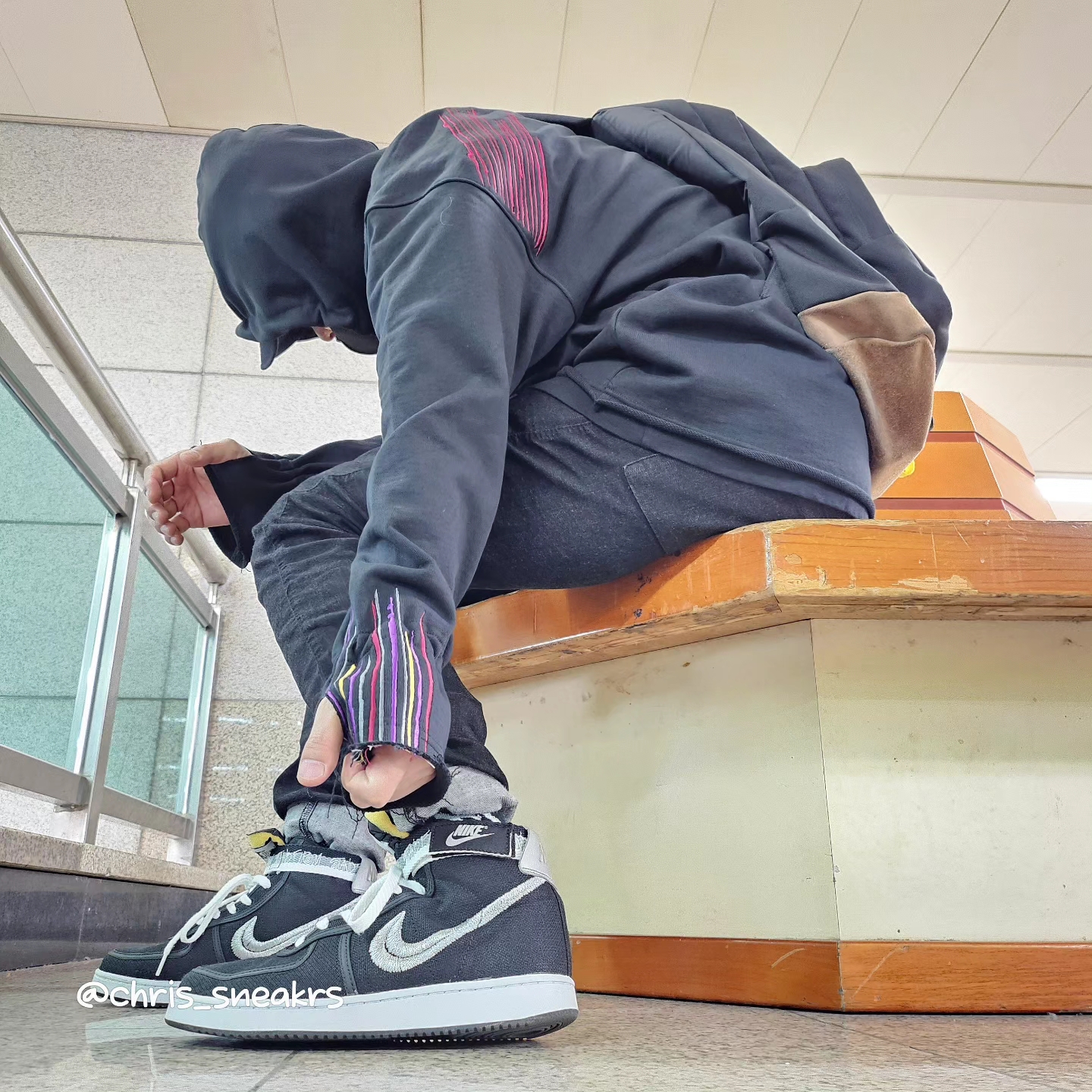 Supreme Washed Chino Twill Camp Cap Black, Nike x Stussy Vandal High Black 착용 스타일 - 4
