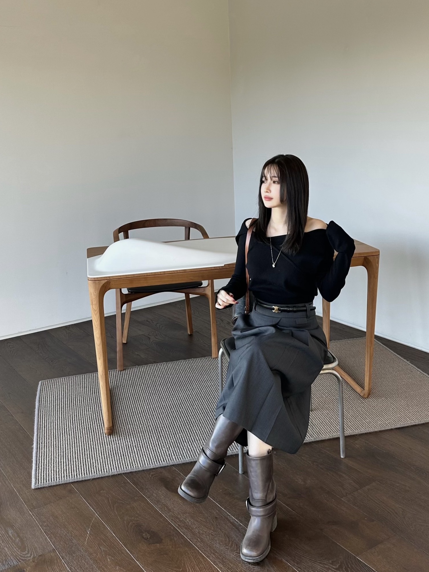 Celine Mini Backpack Folco in Triomphe Canvas and Calfskin Tan, (W) Celine Small Triomphe Belt in Triomphe Canvas Tan 착용 스타일
