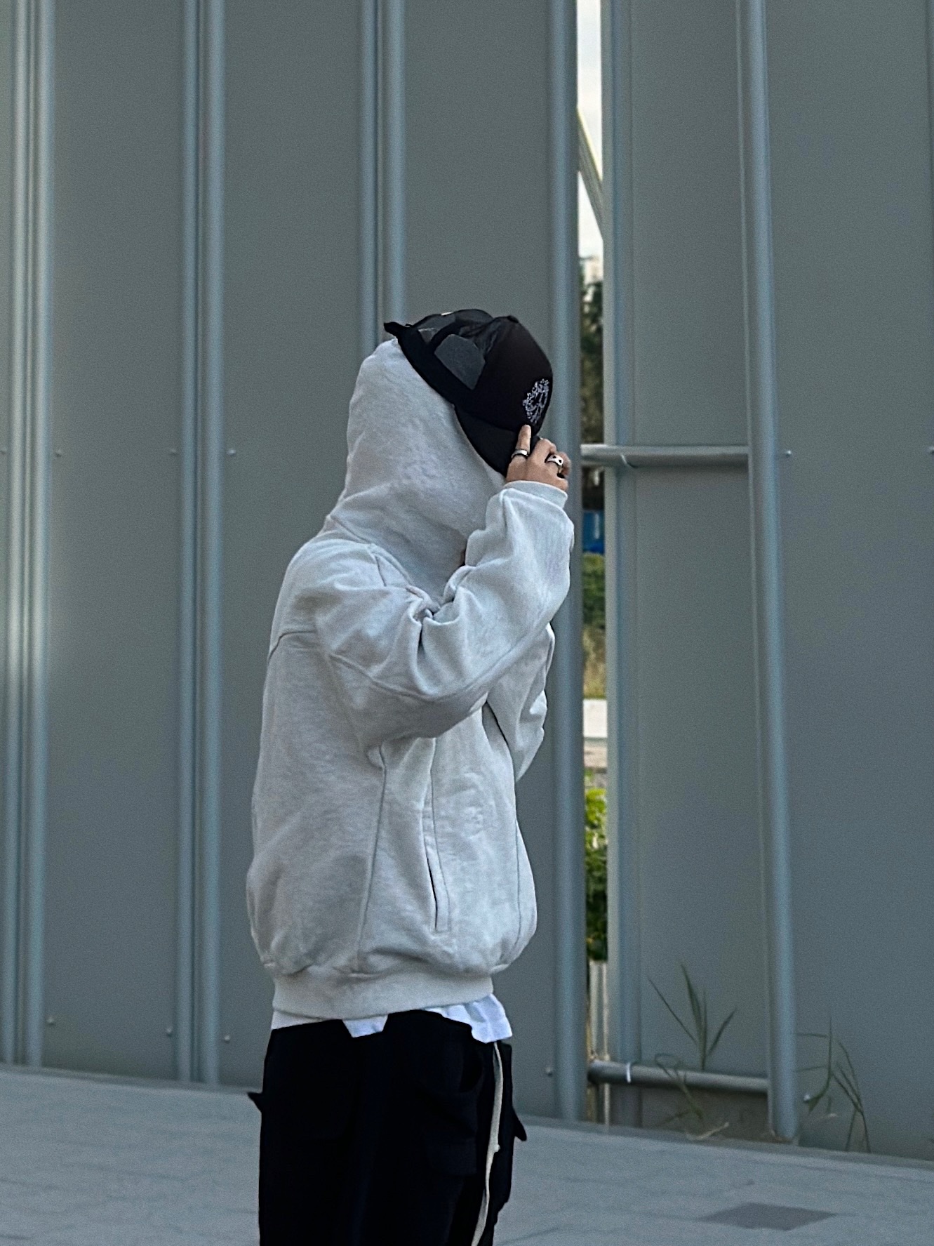 Grailz Geometry Hoodie Ash Sage, Grailz Geometry Hoodie Heather Grey 착용 스타일 - 3