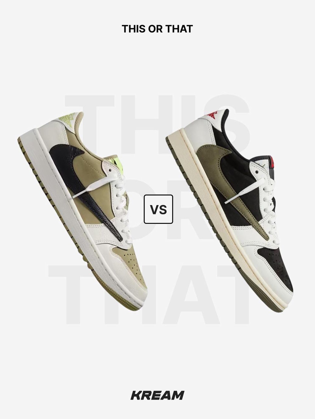 (W) Jordan 1 x Travis Scott Retro Low OG SP Medium Olive, Jordan 1 x Travis Scott Retro Low Golf NRG Neutral Olive 착용 스타일 - 3