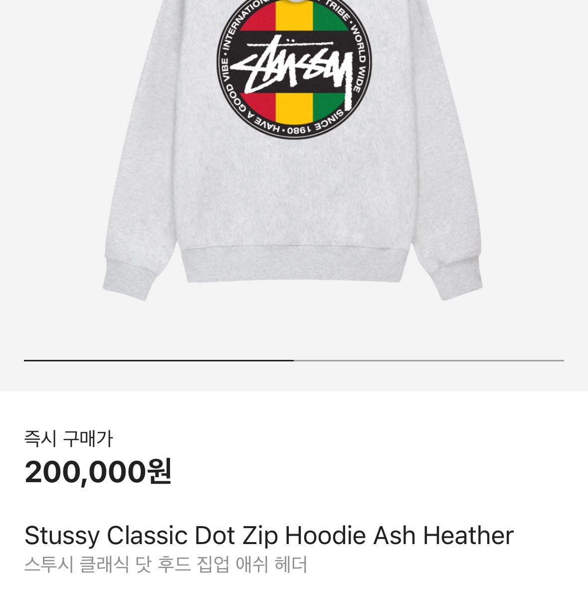 Stussy Classic Dot Zip Hoodie Ash Heather 착용 스타일 - 2