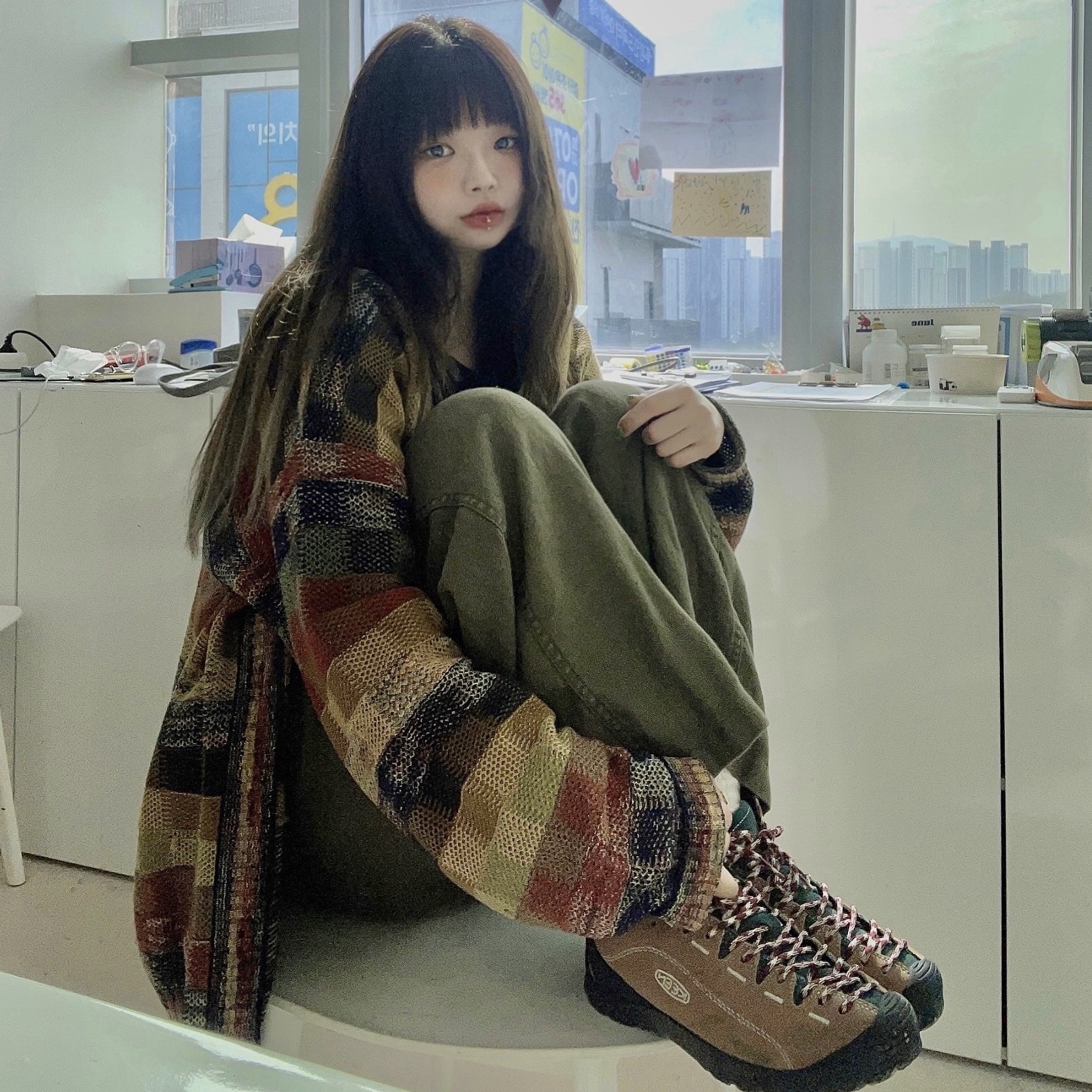 Keen Jasper Sneakers Toasted Coconut 착용 스타일