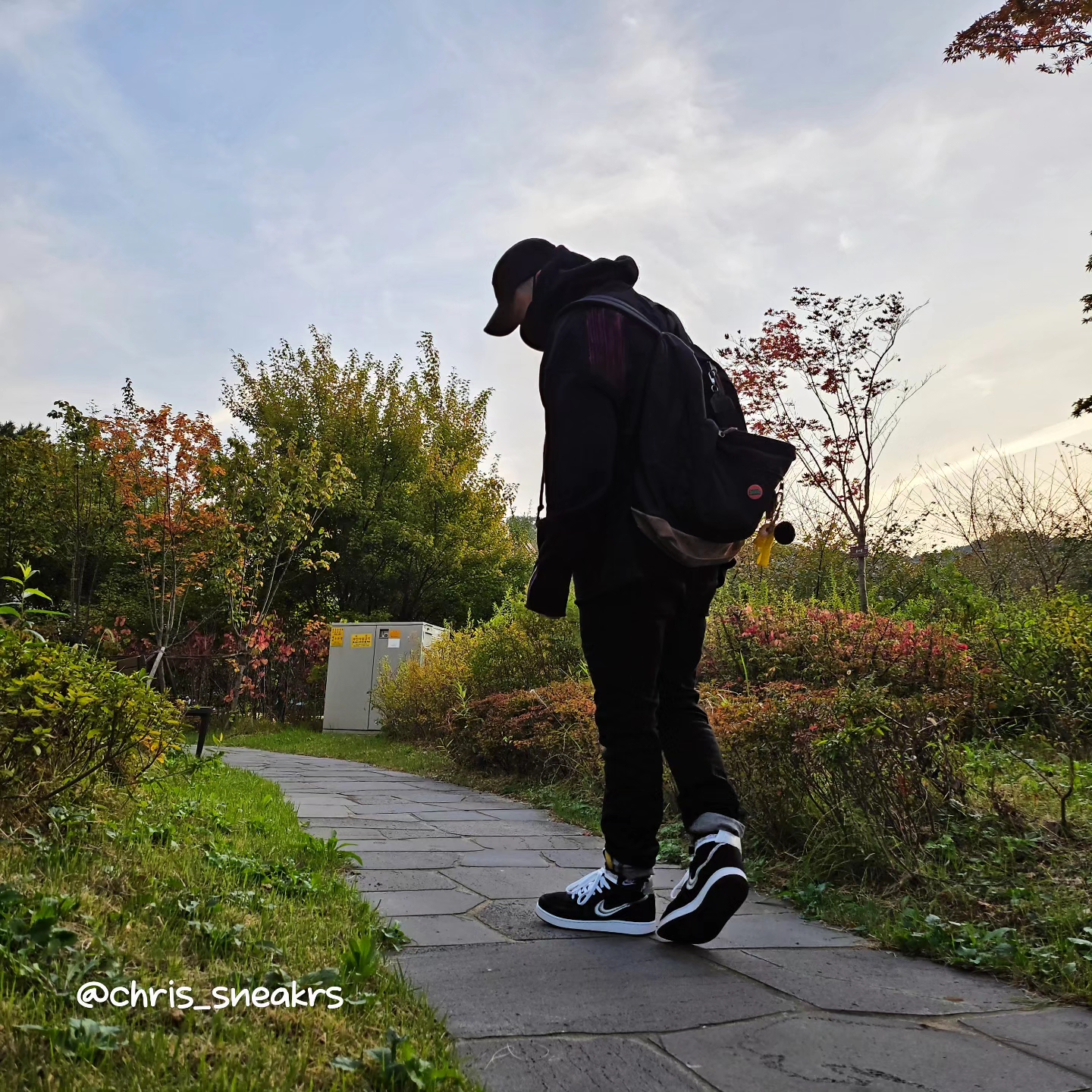 Supreme Washed Chino Twill Camp Cap Black, Nike x Stussy Vandal High Black 착용 스타일 - 1