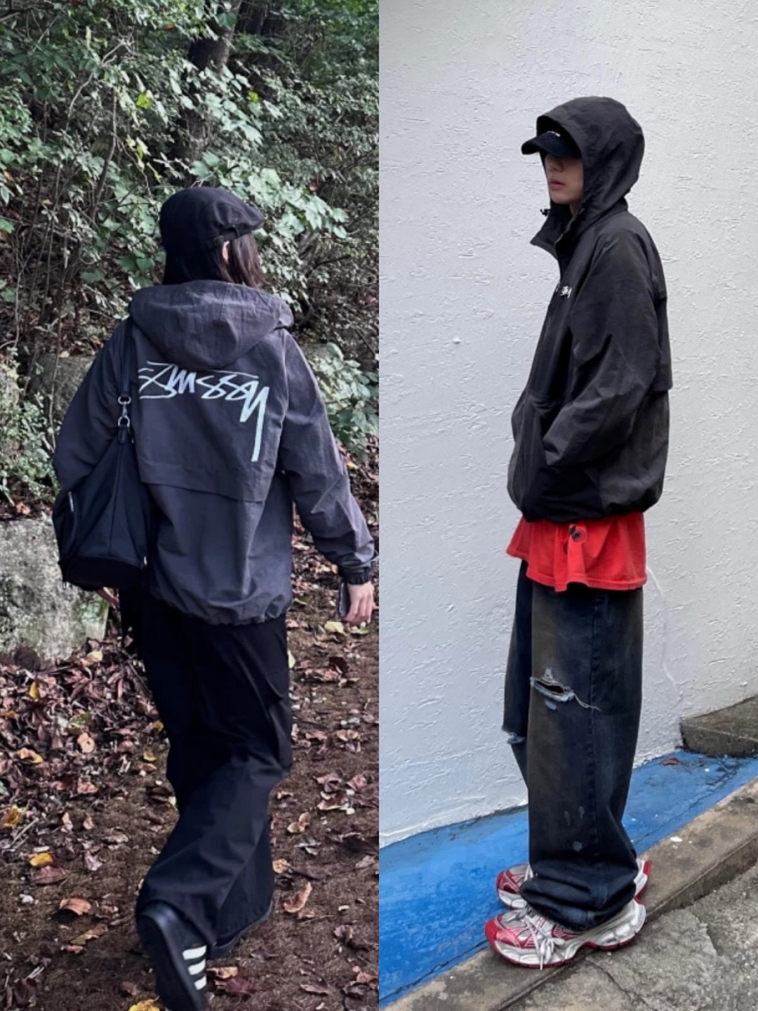 Stussy Wave Dye Beach Shell Jacket Black, (W) Asics x Matin Kim Gel-Sonoma 15-50 Oasis Green Pure Silver 착용 스타일 - 3