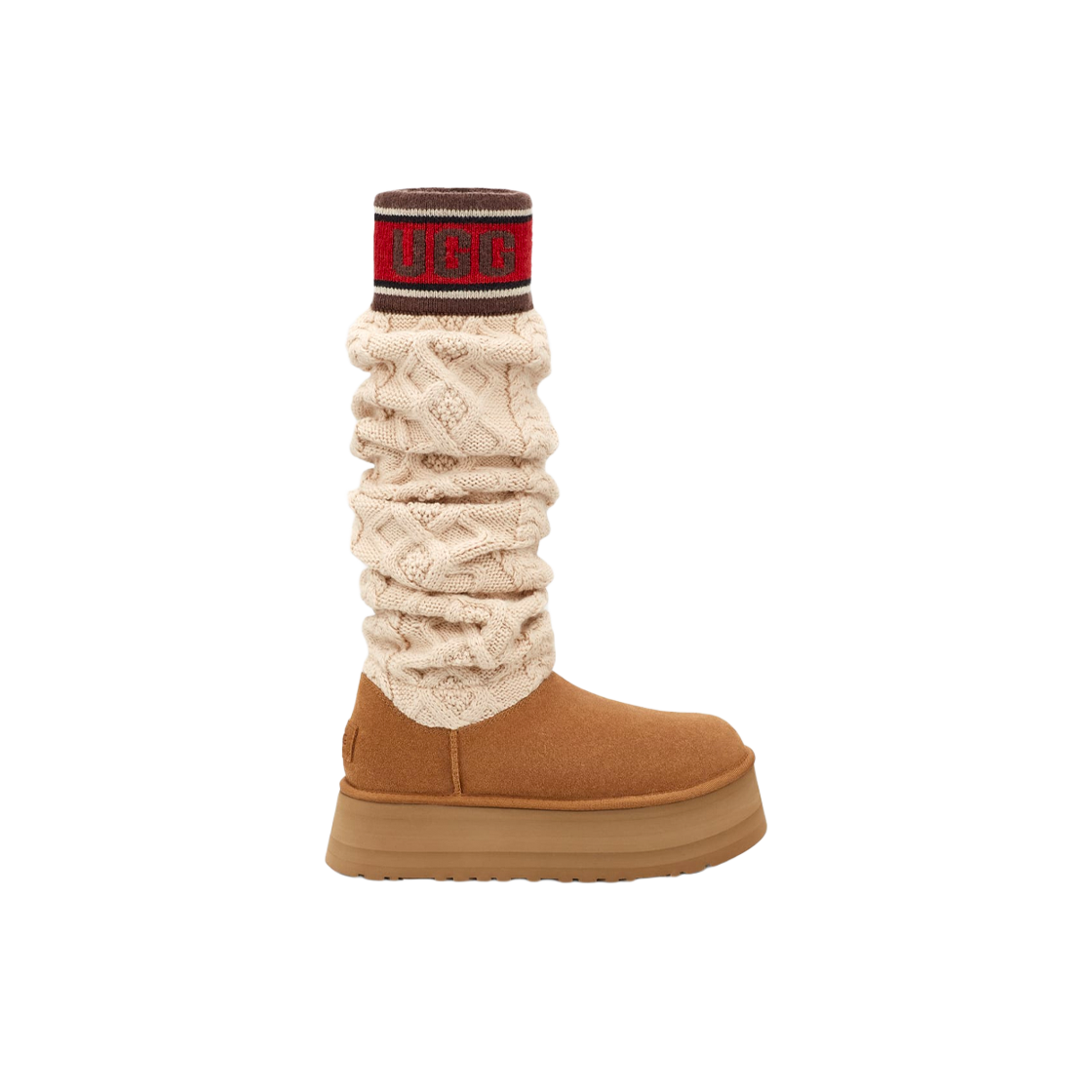(W) 어그 클래식 스웨터 레터 톨 부츠 체스트넛((W) UGG Classic Sweater Letter Tall Boots Chestnut)