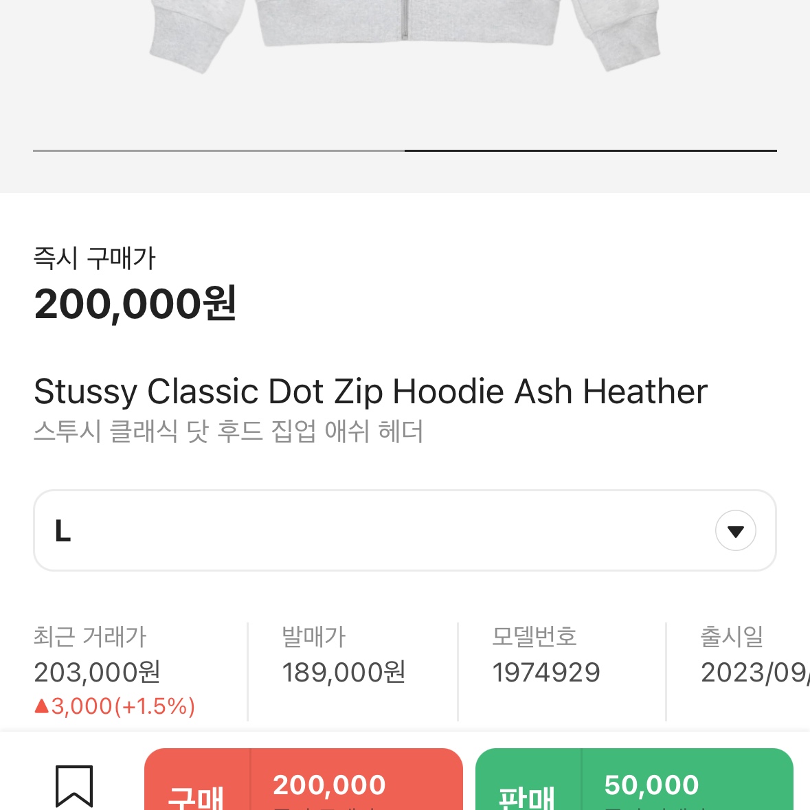 Stussy Classic Dot Zip Hoodie Ash Heather 착용 스타일 - 3