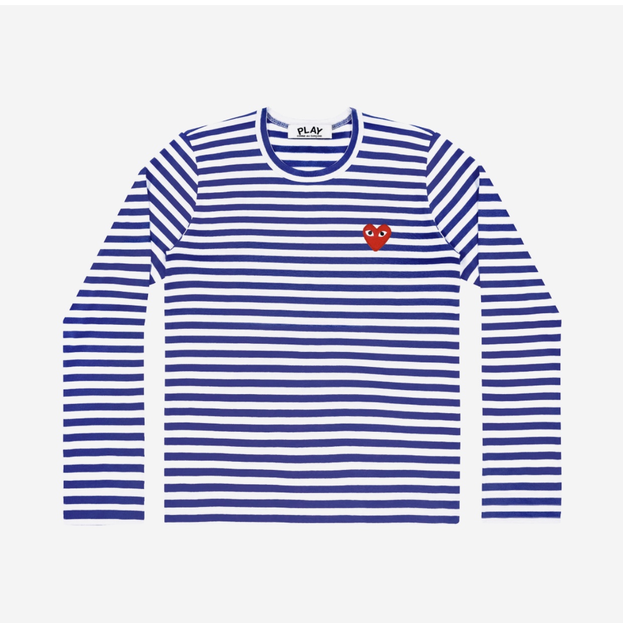 Play Comme des Garcons Striped LS T-Shirt Blue White 착용 스타일