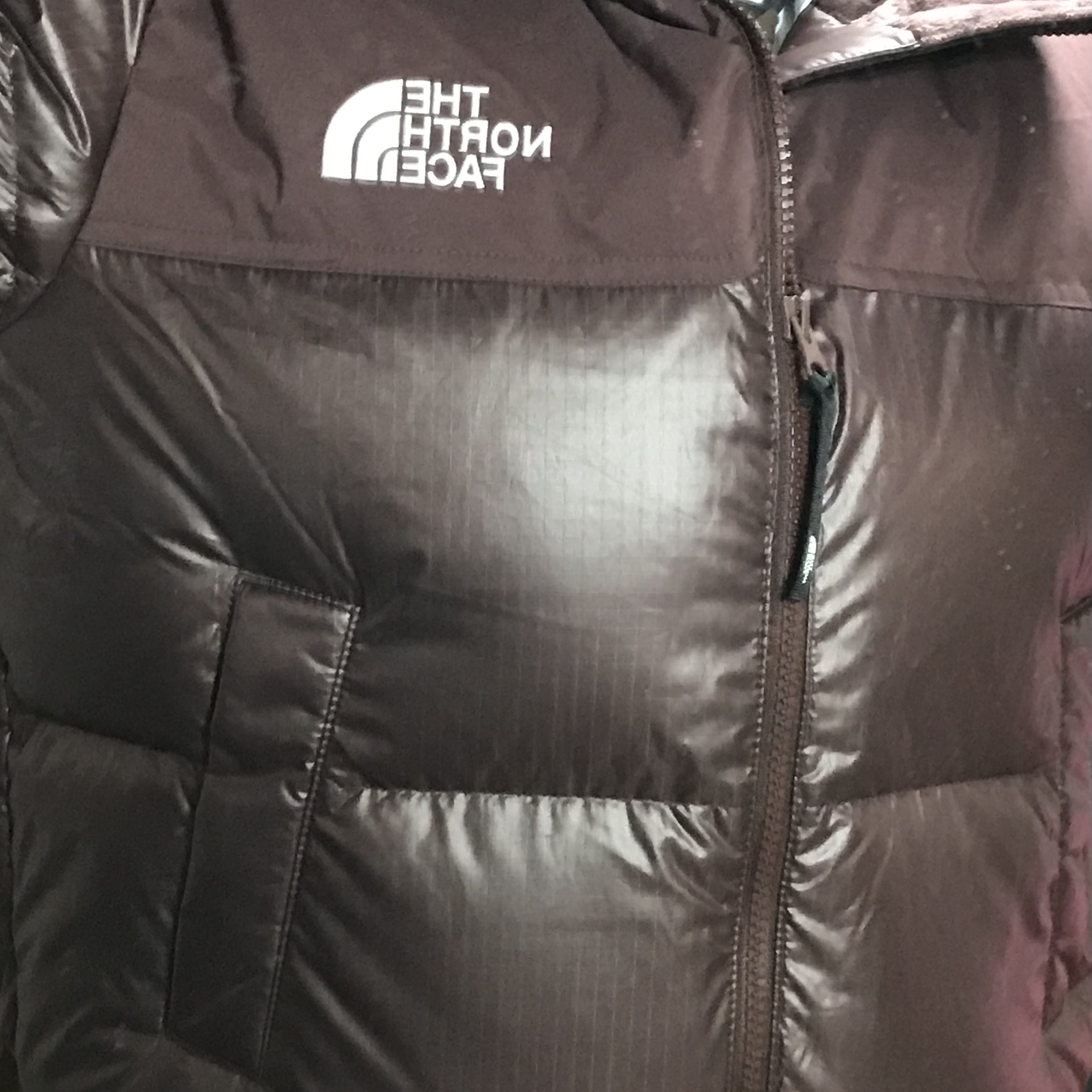 (W) The North Face White Label Novelty Nuptse Down Jacket Cocoa Brown 착용 스타일 - 3