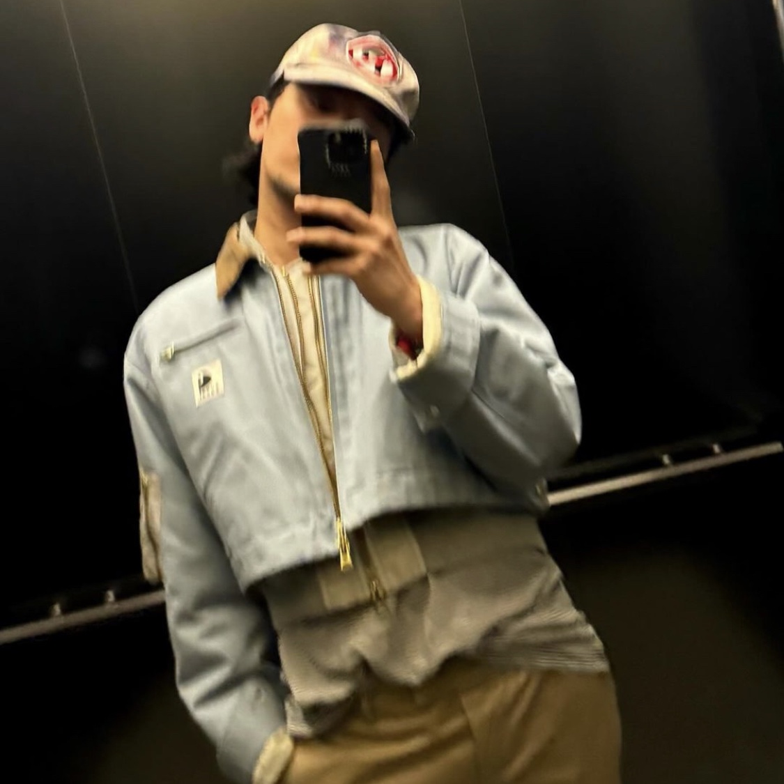 (W) Sacai x Carhartt WIP Canvas MA-1 Jacket Detroit Light Blue, Sacai x Carhartt WIP Canvas MA-1 Jacket Michigan Beige 착용 스타일