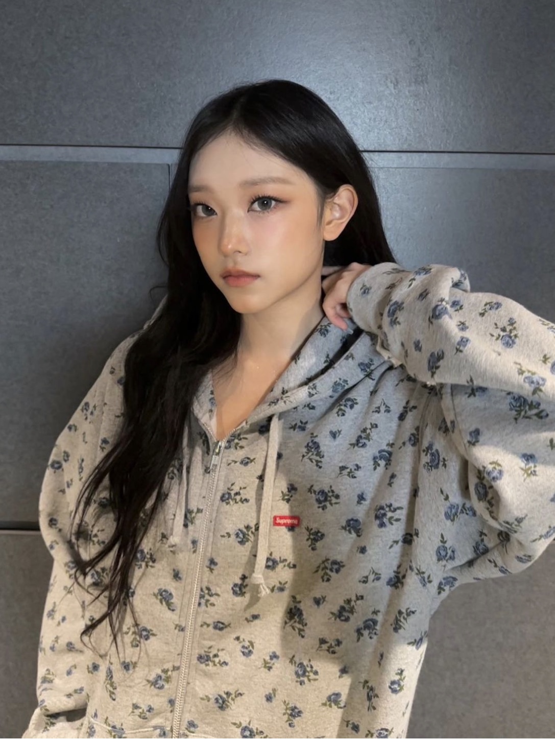 Supreme Small Box Zip Up Hooded Sweatshirt Flowers - 23FW 착용 스타일