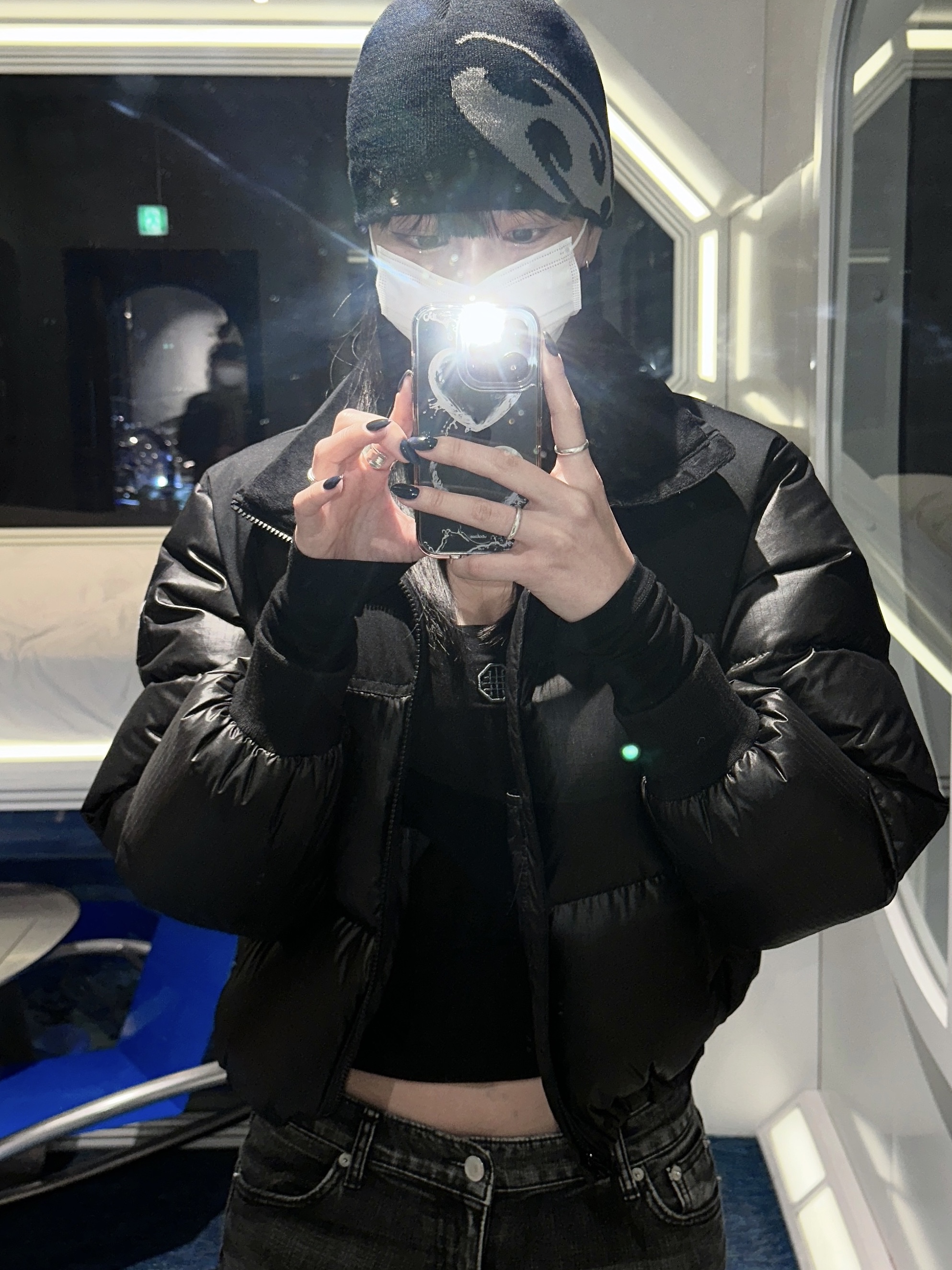 Sansan Gear Logo Beanie Black - 22FW, (W) The North Face White Label Novelty Nuptse Down Jacket Black 착용 스타일 - 1
