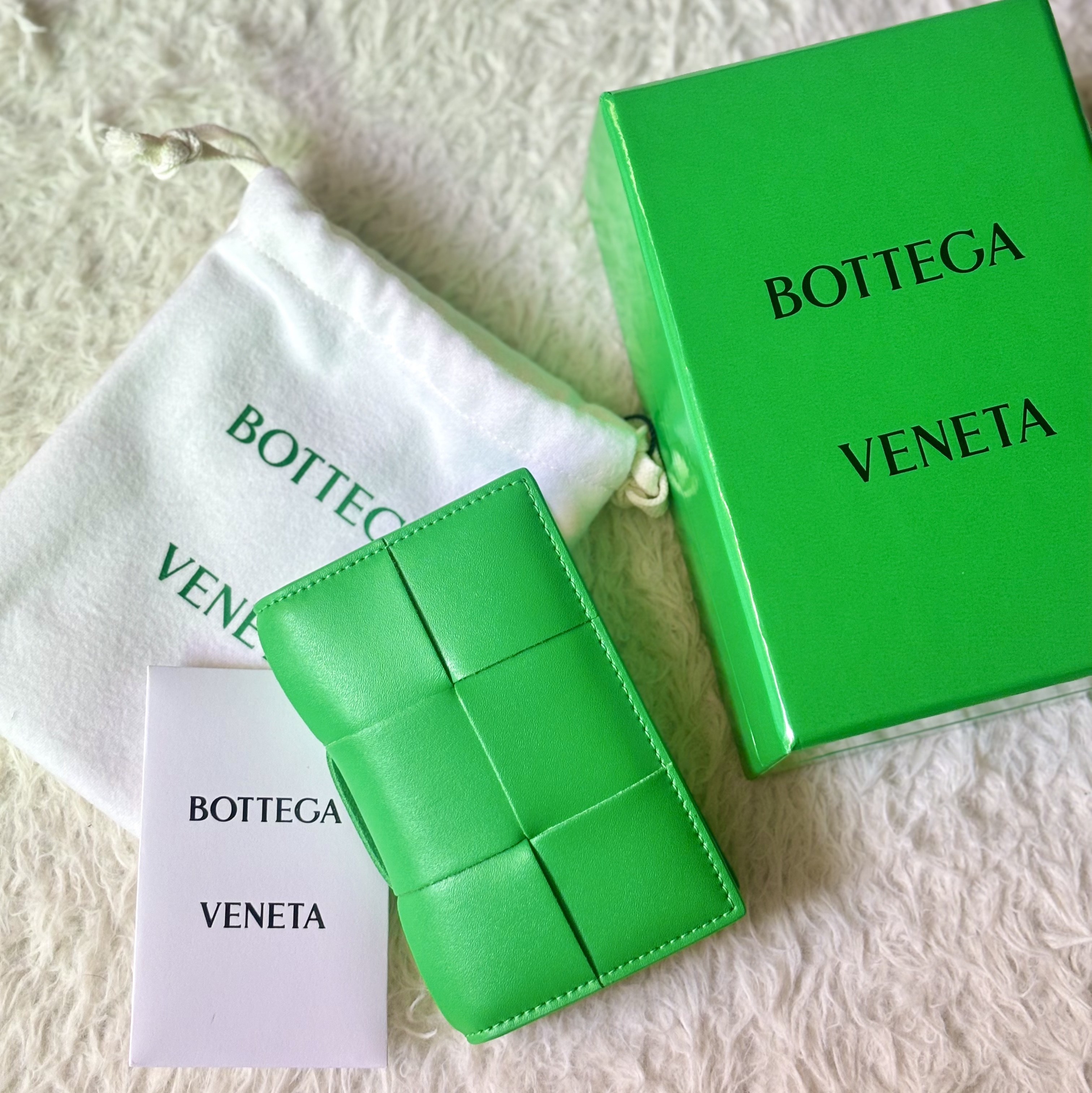Bottega Veneta Flap Card Case Parakeet 착용 스타일