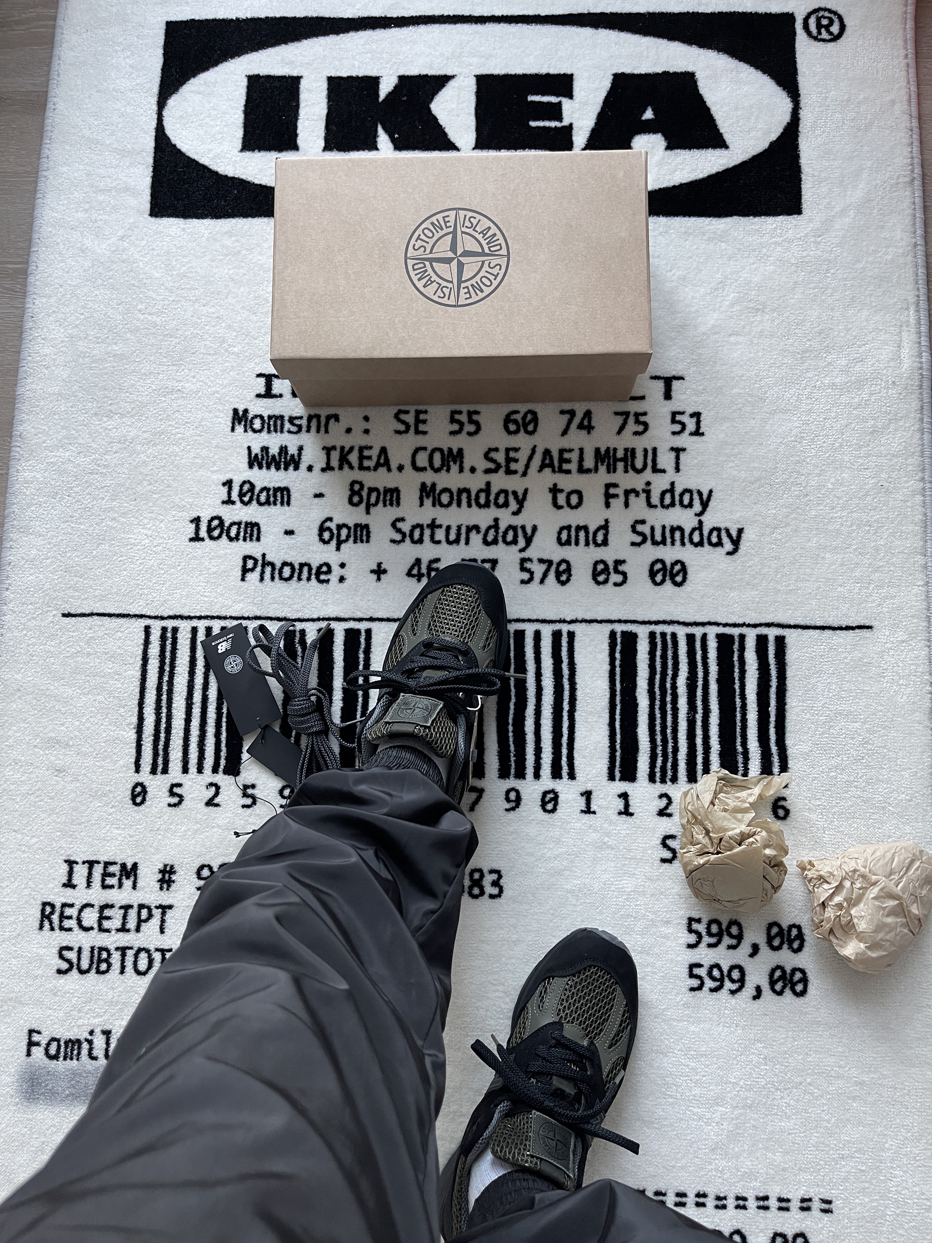 New Balance x Stone Island 991v2 Made in UK Black Olive Night 착용 스타일 - 2