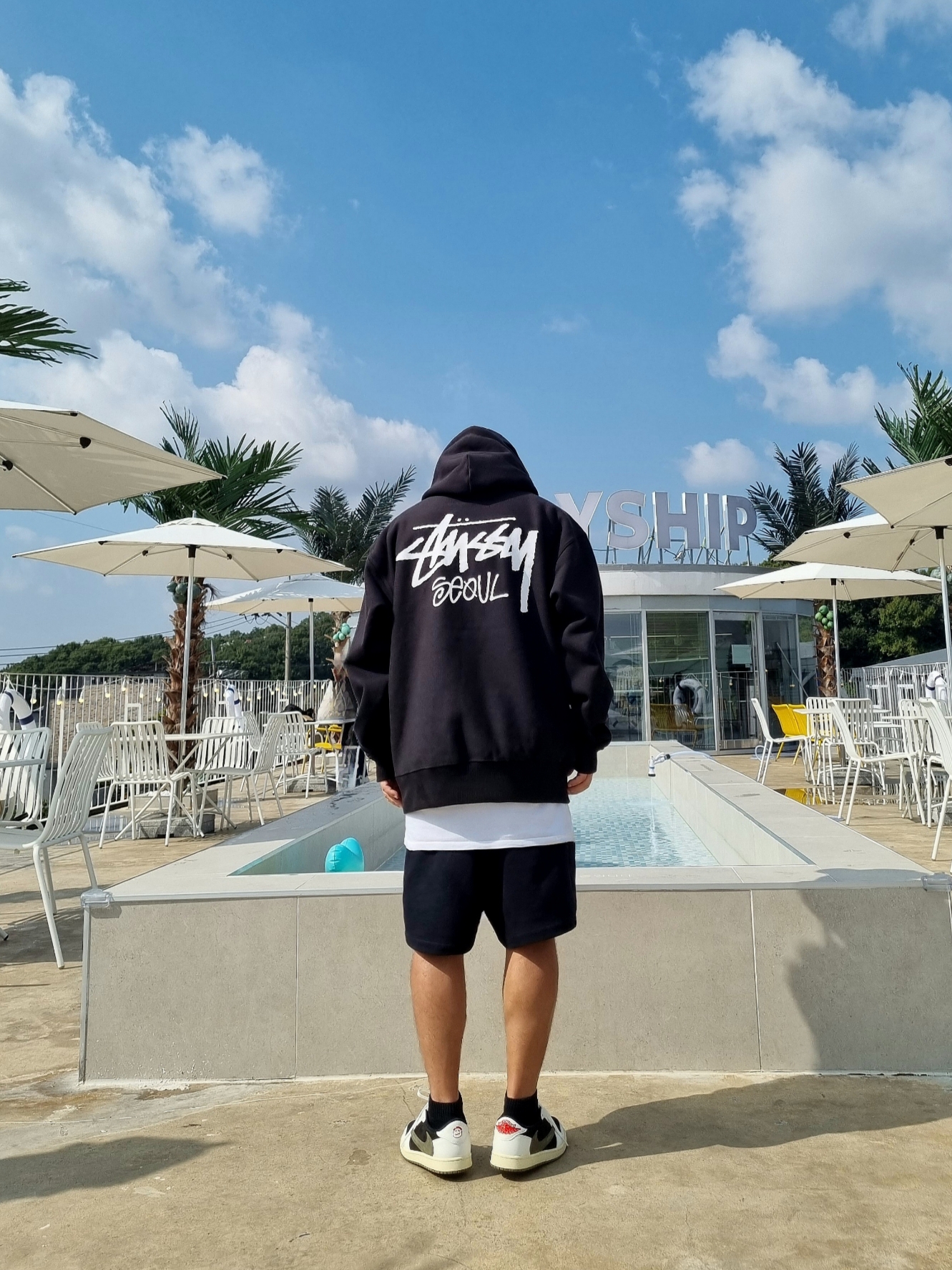 Stussy Stock Seoul Hood Black 2023, (W) Jordan 1 x Travis Scott Retro Low OG SP Medium Olive 착용 스타일