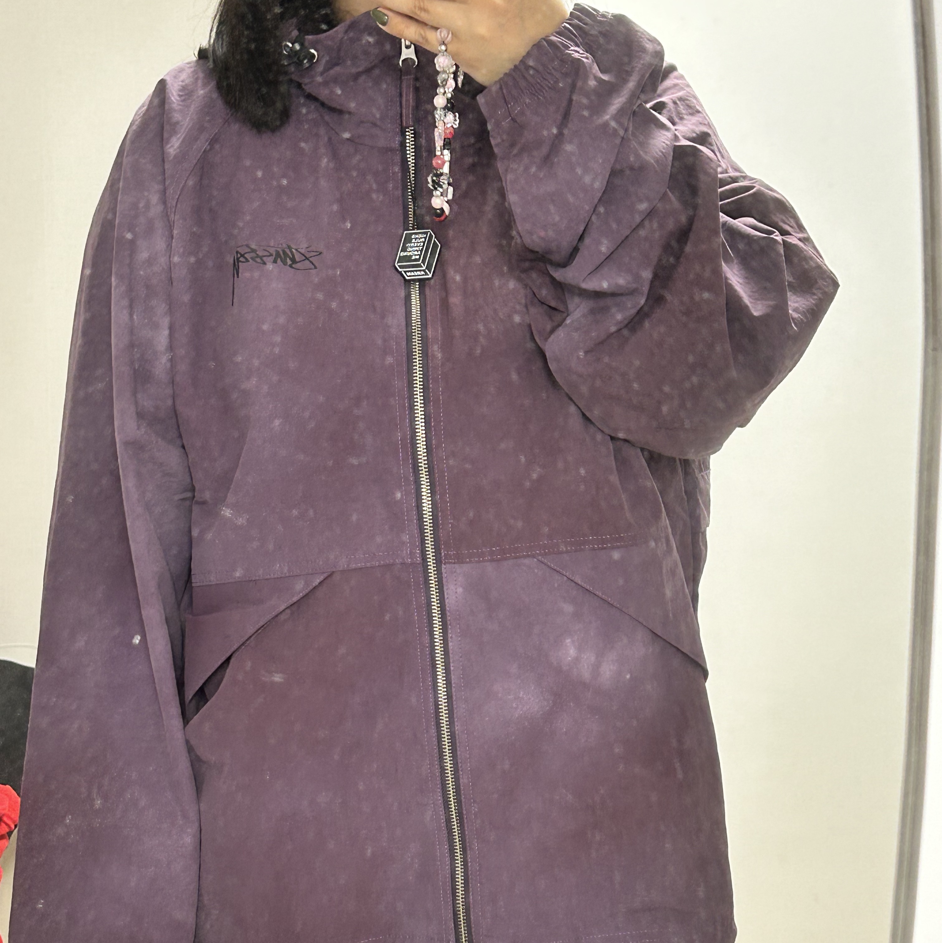 Stussy Wave Dye Beach Shell Jacket Purple 착용 스타일 - 3