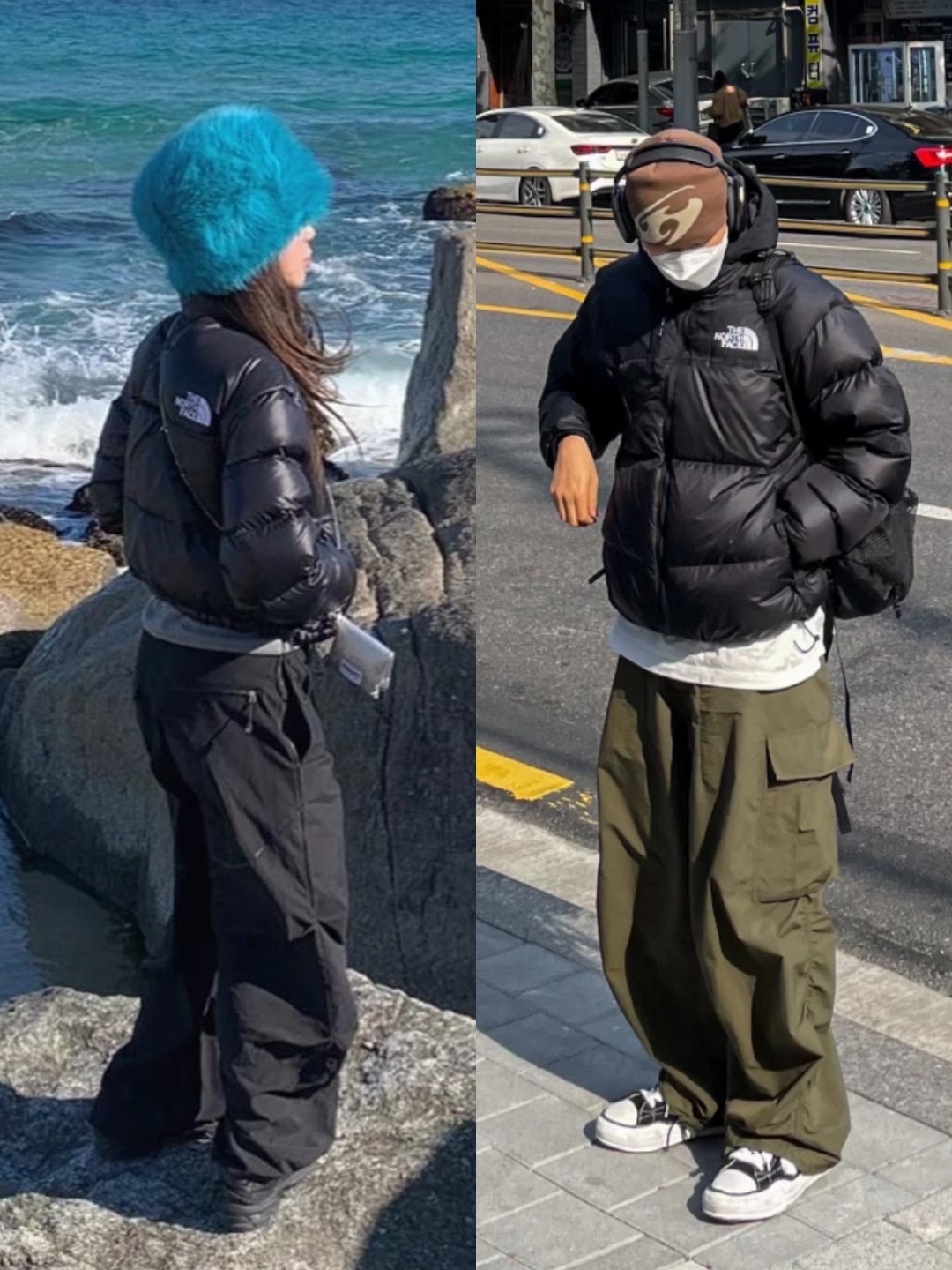 The North Face 1996 Eco Nuptse Jacket Black, Maison Mihara Yasuhiro Peterson OG Sole Canvas Low Sneakers Black 착용 스타일 - 2