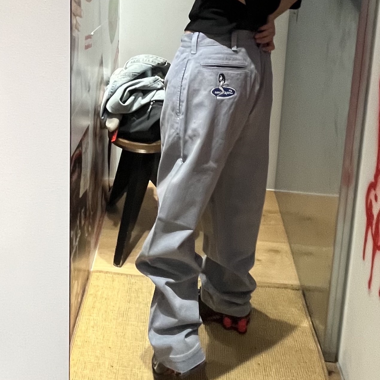 Supreme Chino Pants Washed Navy - 23FW, Nike x Martine Rose Shox MR4 Black 착용 스타일 - 2