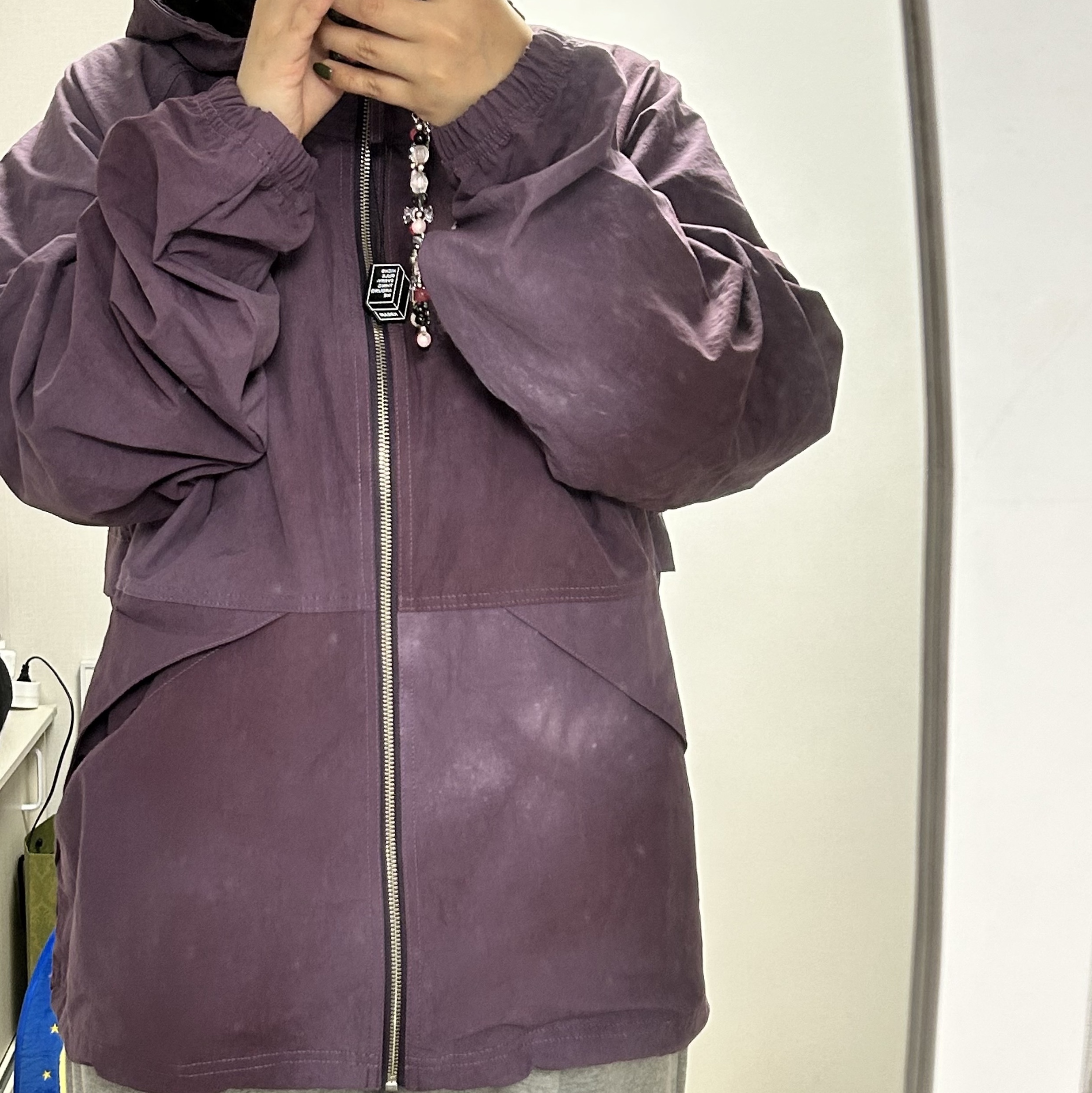 Stussy Wave Dye Beach Shell Jacket Purple 착용 스타일 - 2