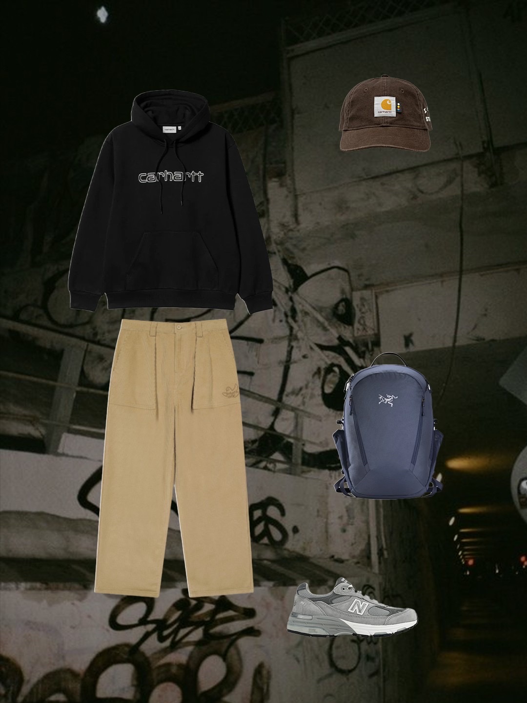 Carhartt WIP x IAB Studio OG Active Jacket Earth Red, Carhartt WIP Chase Sweatshirt Grey Heather 착용 스타일 - 5
