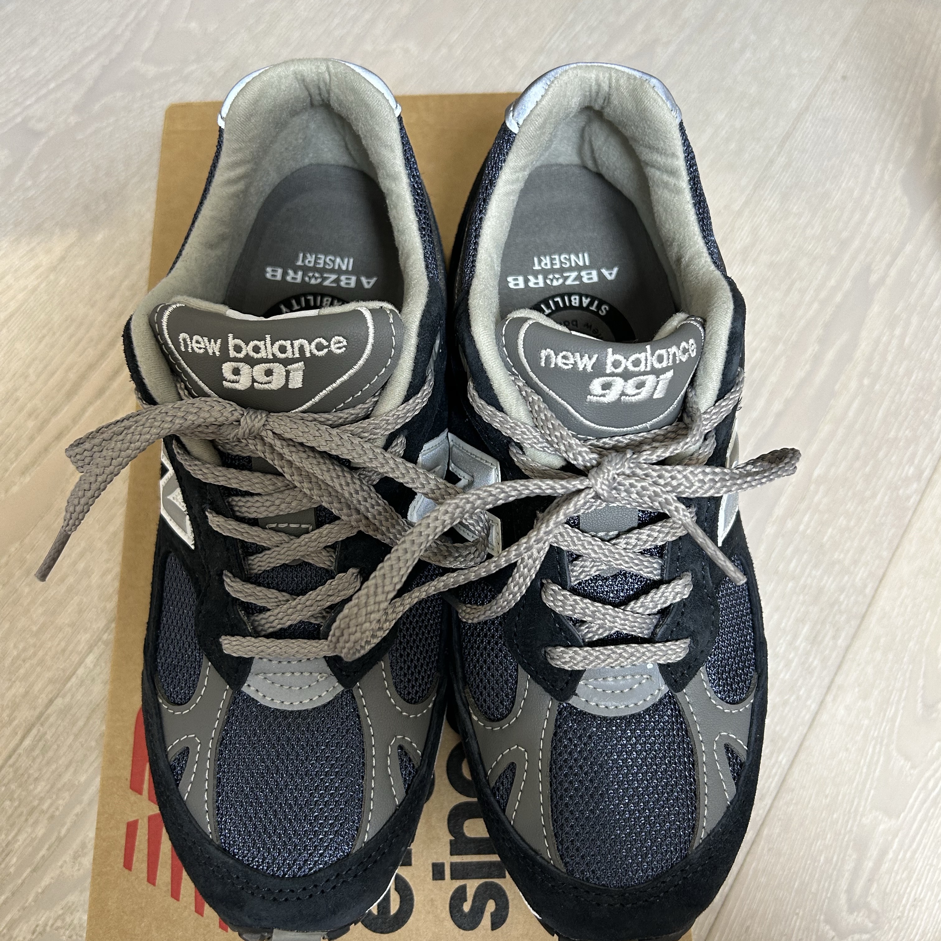 (W) New Balance 991 Made in UK Navy 착용 스타일 - 1