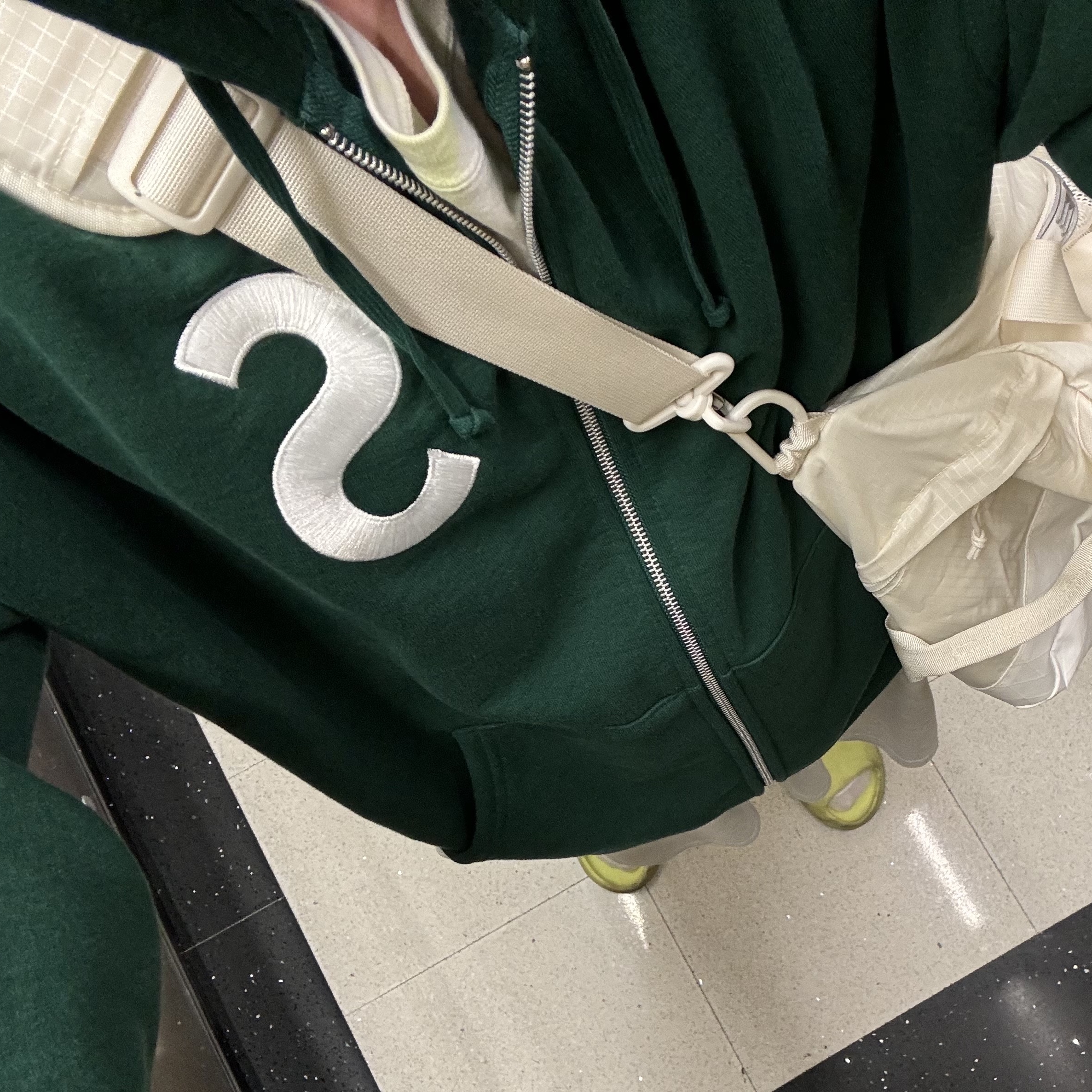 Supreme S Logo Zip Up Hooded Sweatshirt Dark Green - 23FW, Adidas Yeezy Slide Glow Green 착용 스타일