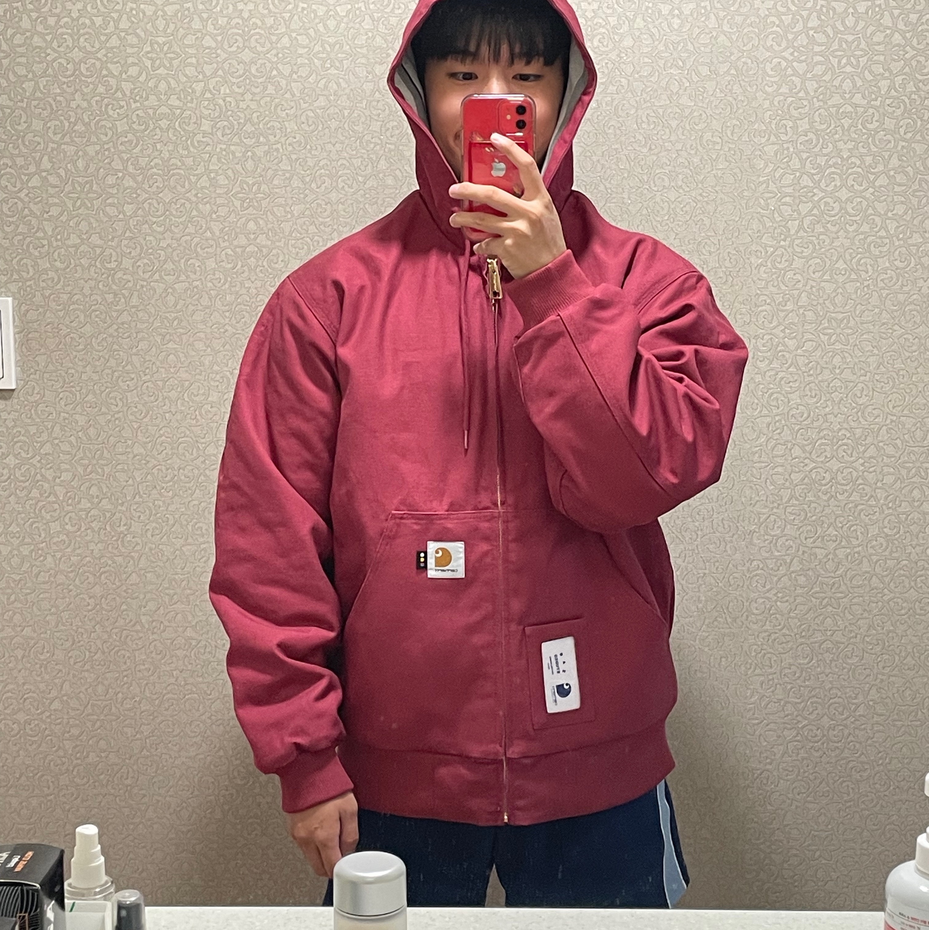Carhartt WIP x IAB Studio OG Active Jacket Earth Red 착용 스타일 - 1