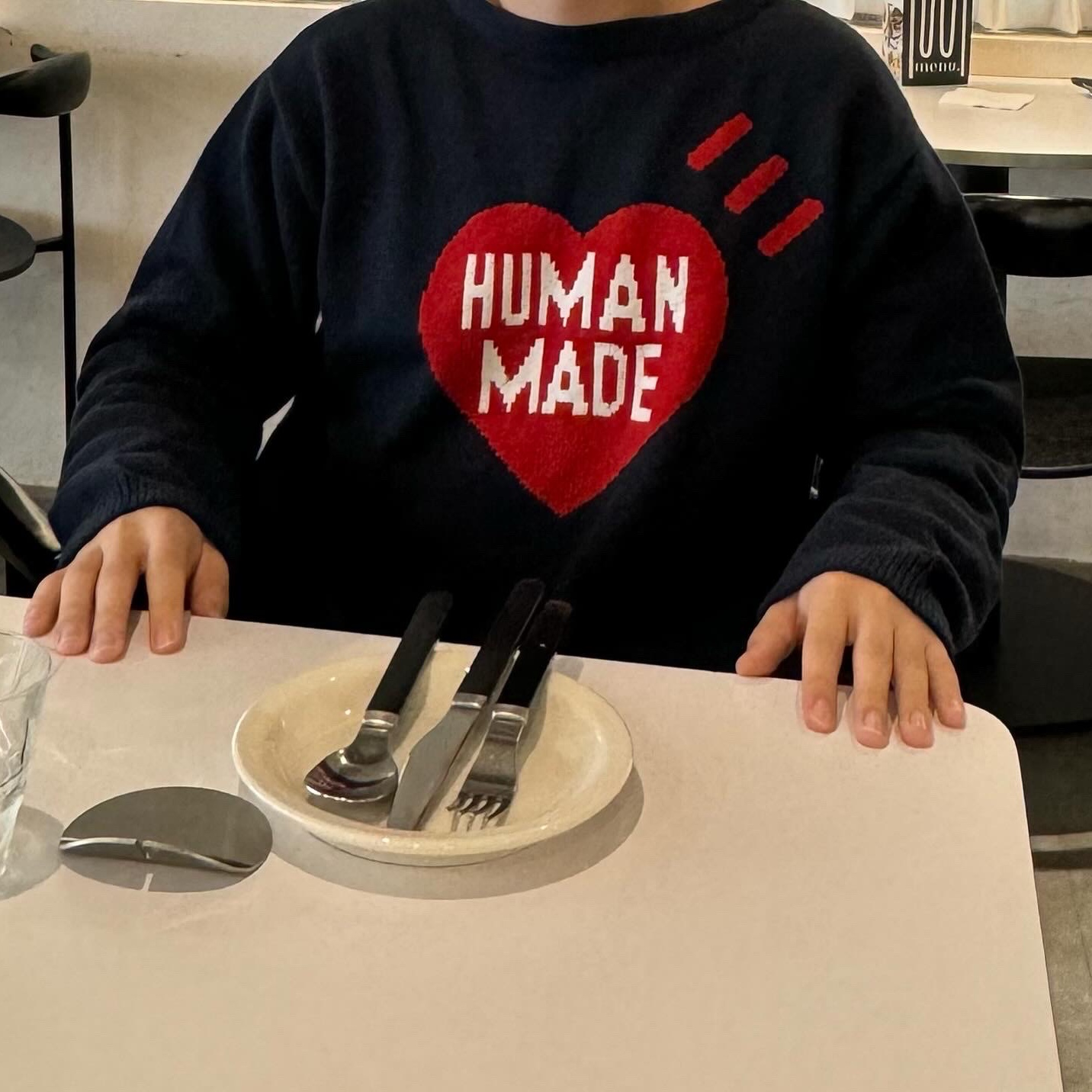 Human Made Heart Knit Sweater Navy 착용 스타일