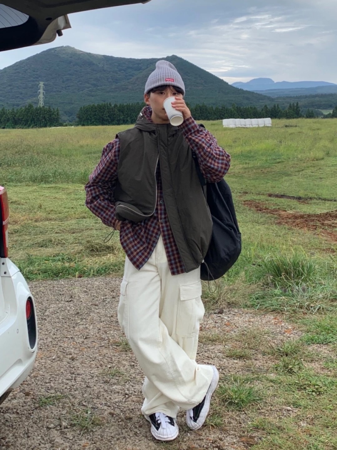 Farfromwhat Far Layered Work Pants Coated Black, Undermycar Dtrange Dead Starange Destroyed Bomber Obsidian - 23SS 착용 스타일 - 4