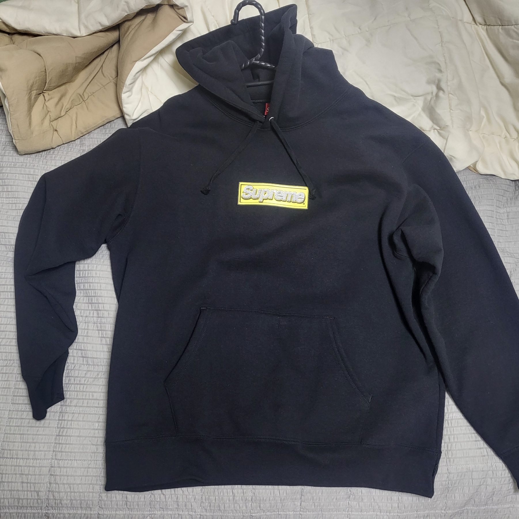 Supreme Bling Box Logo Hooded Sweatshirt Black - 22SS 착용 스타일